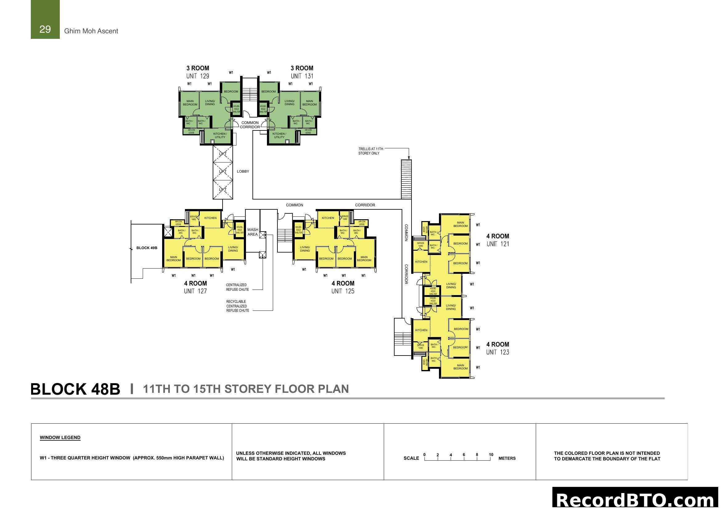 Ghim Moh Ascent Block 48B 11th to 15th Storey Floor Plan