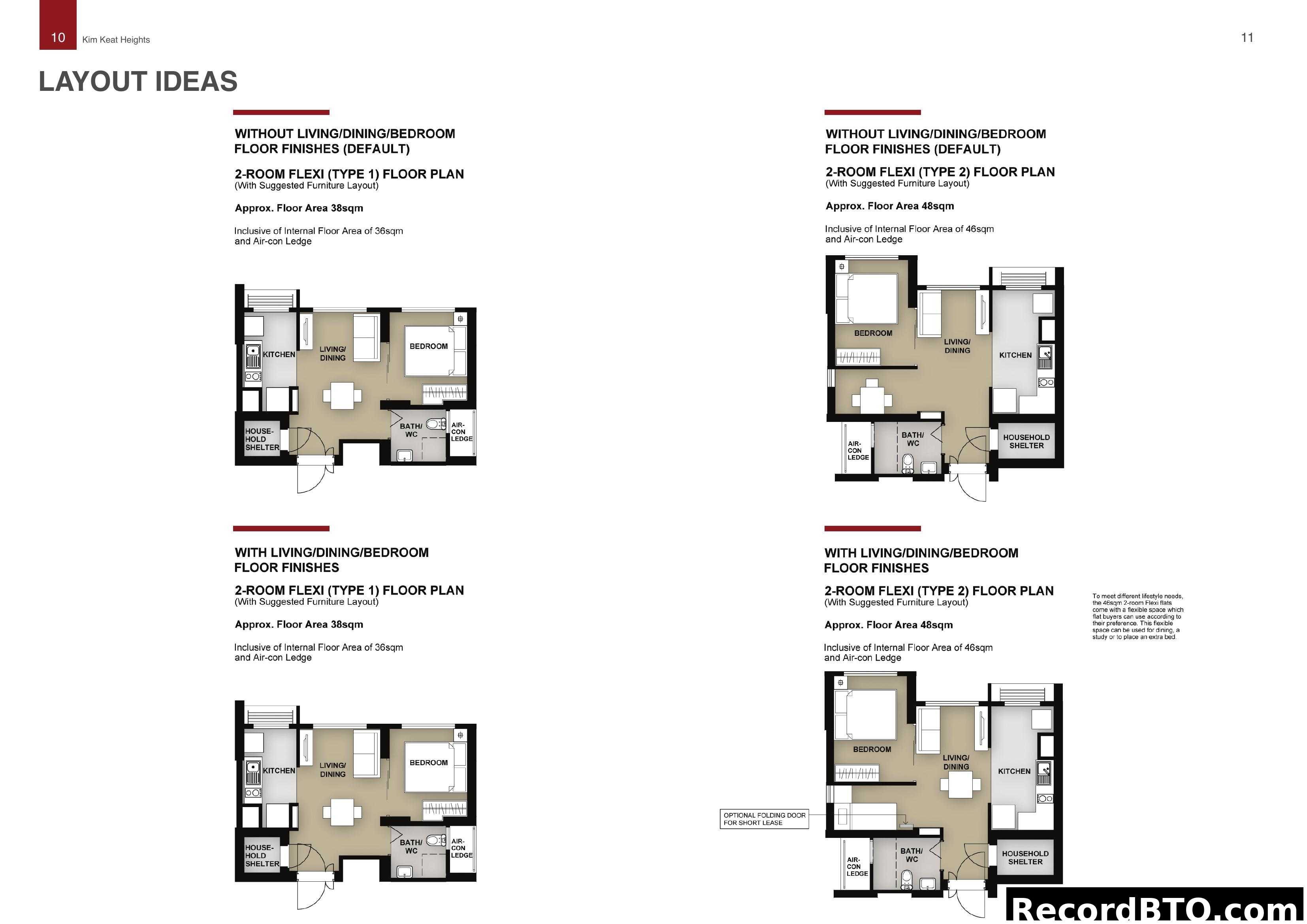 Layout Ideas for 2-Room Flexi Flats