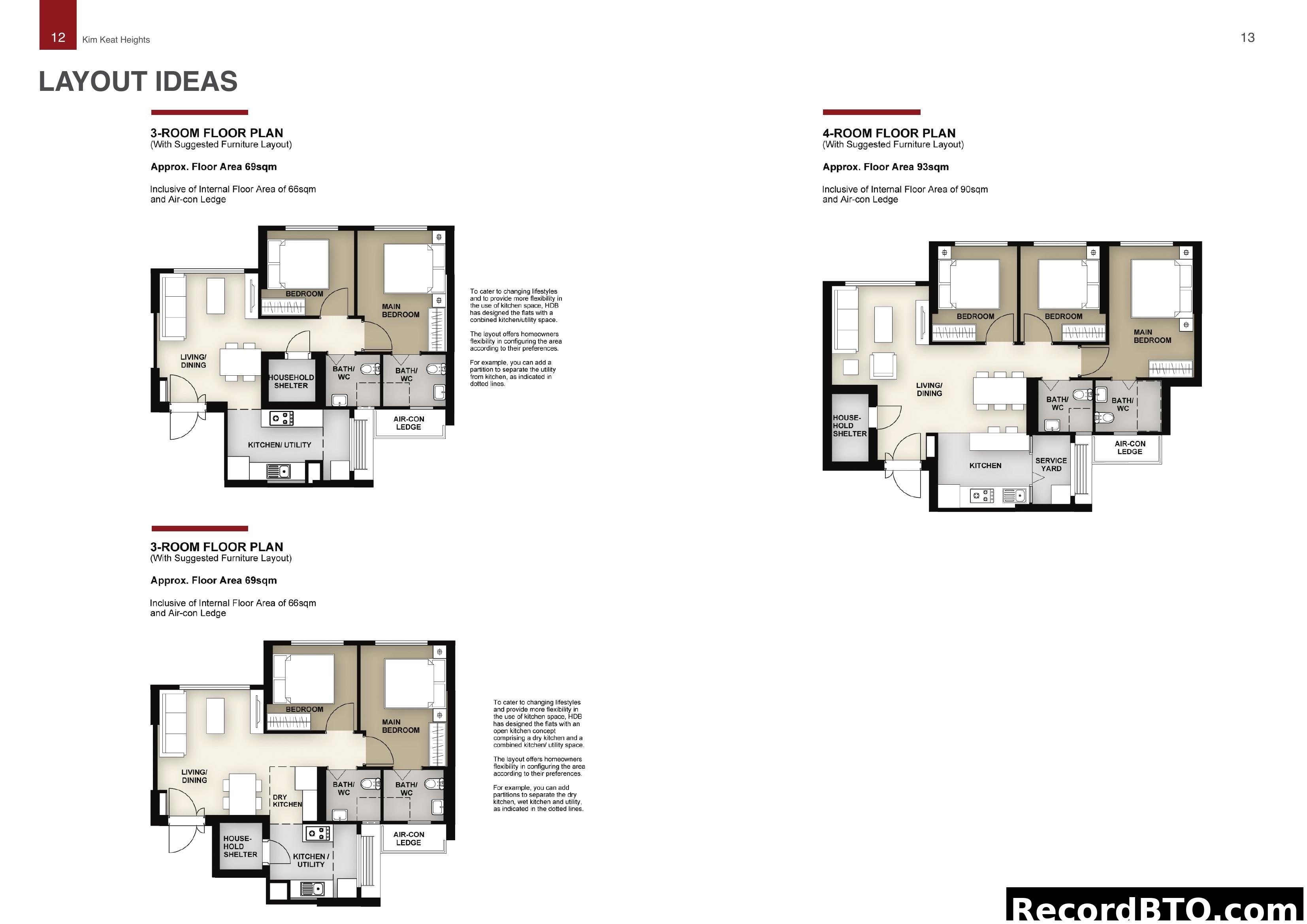 HDB Floor Plan Layout Ideas (3-room & 4-room)