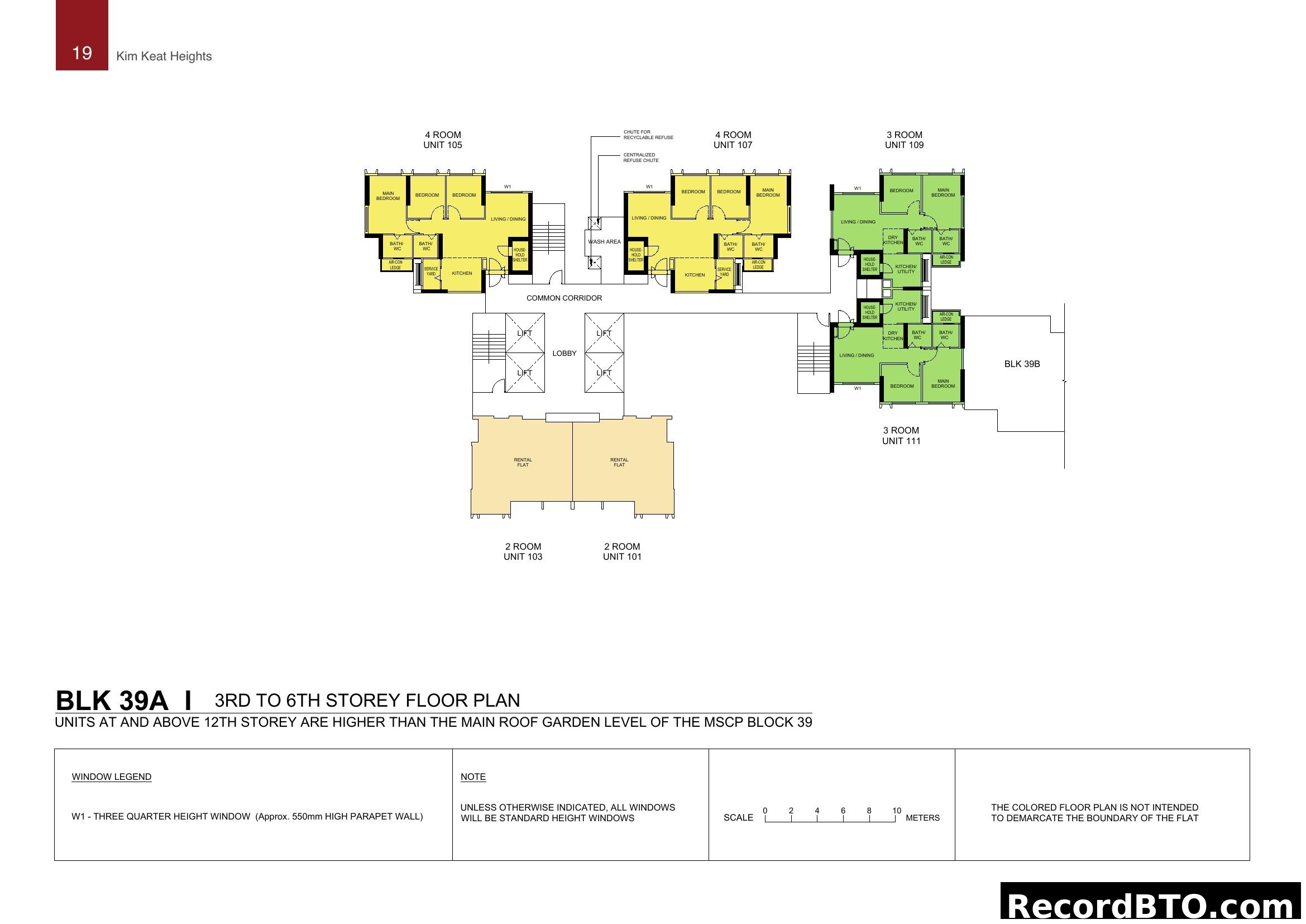 Kim Keat Heights Block 39A 3rd to 6th Storey Floor Plan