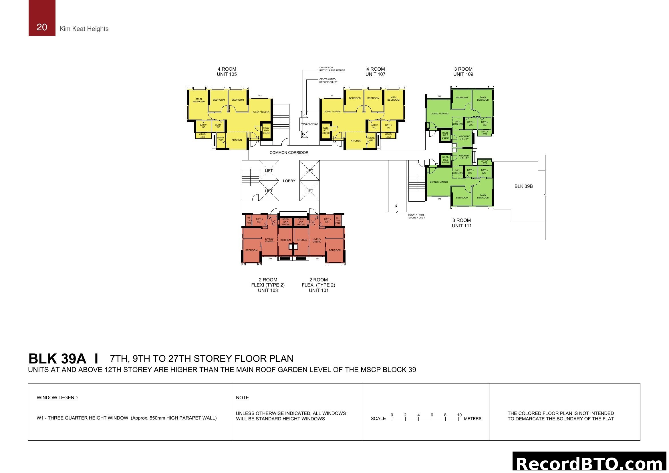 BLK 39A 7th, 9th to 27th Storey Floor Plan