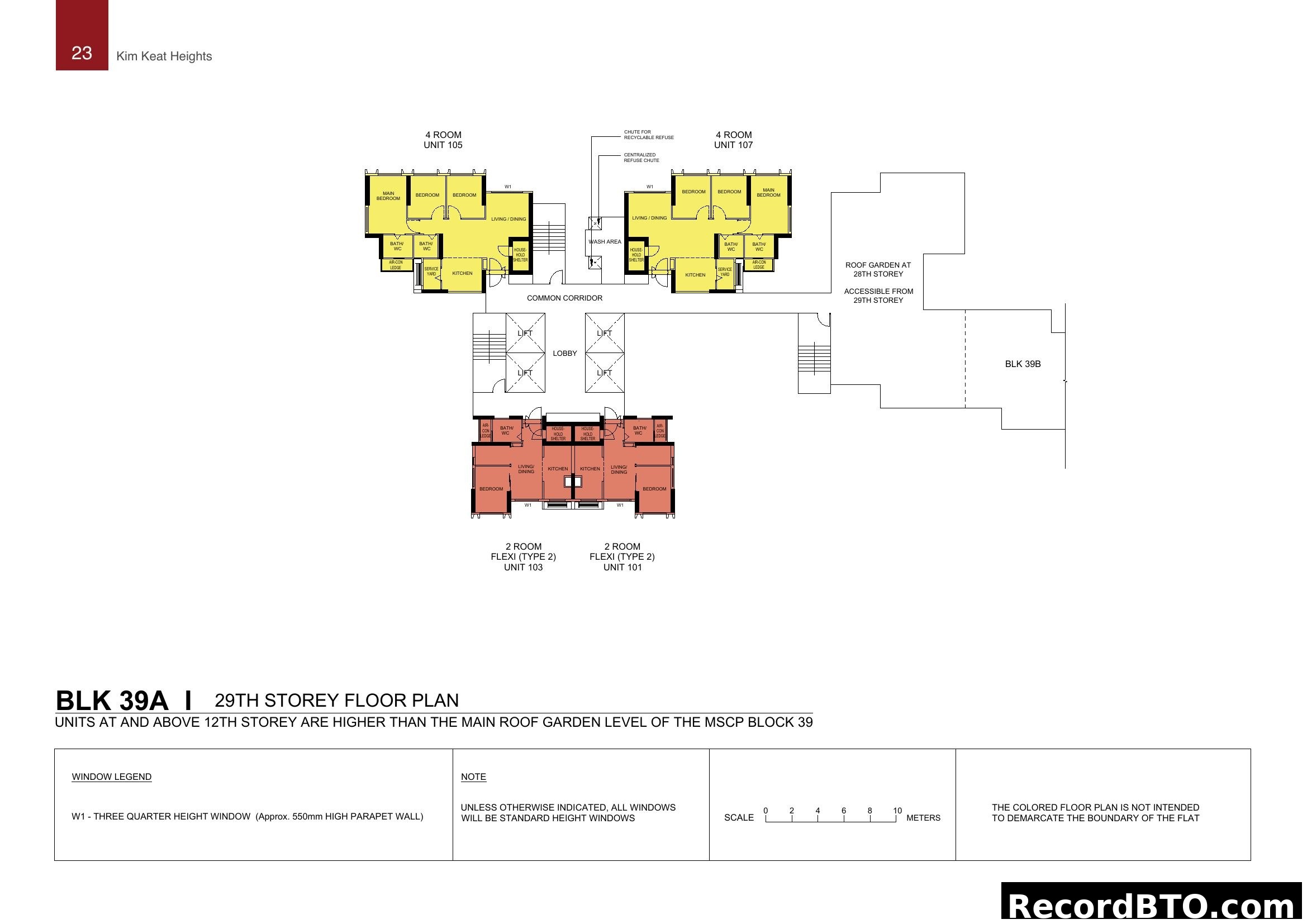 BLK 39A, 29th Storey Floor Plan with 2 & 4-Room Units