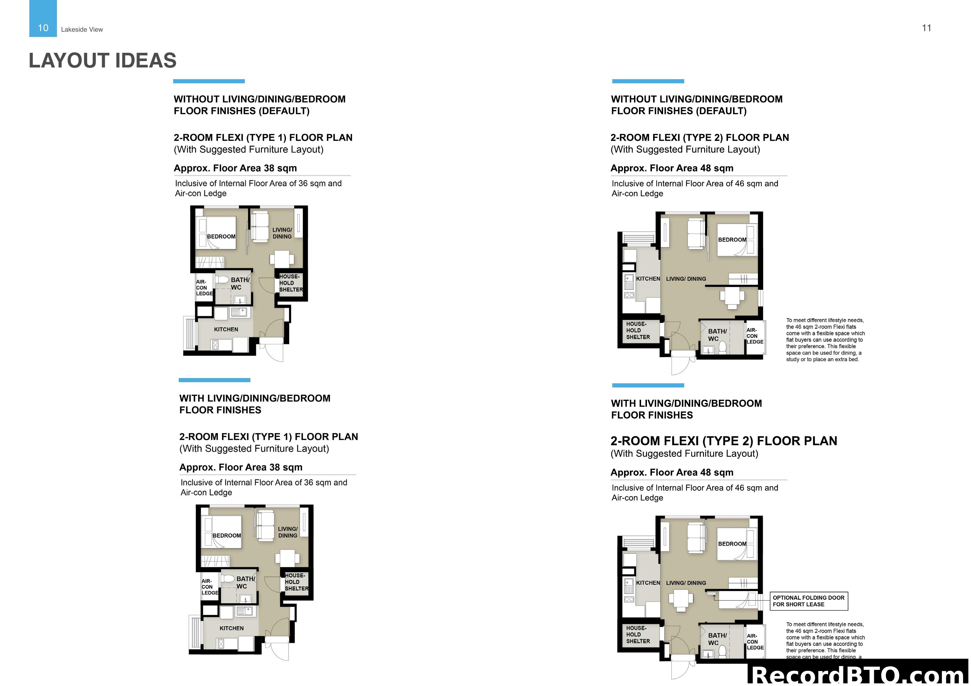 2-Room Flexi Floor Plan Layout Ideas