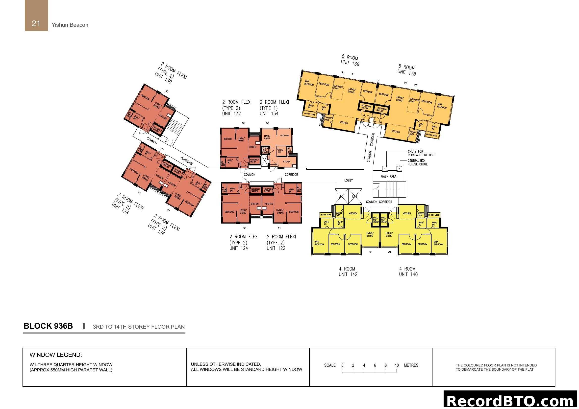 Yishun Beacon Block 936B Floor Plan (3rd to 14th Storey)