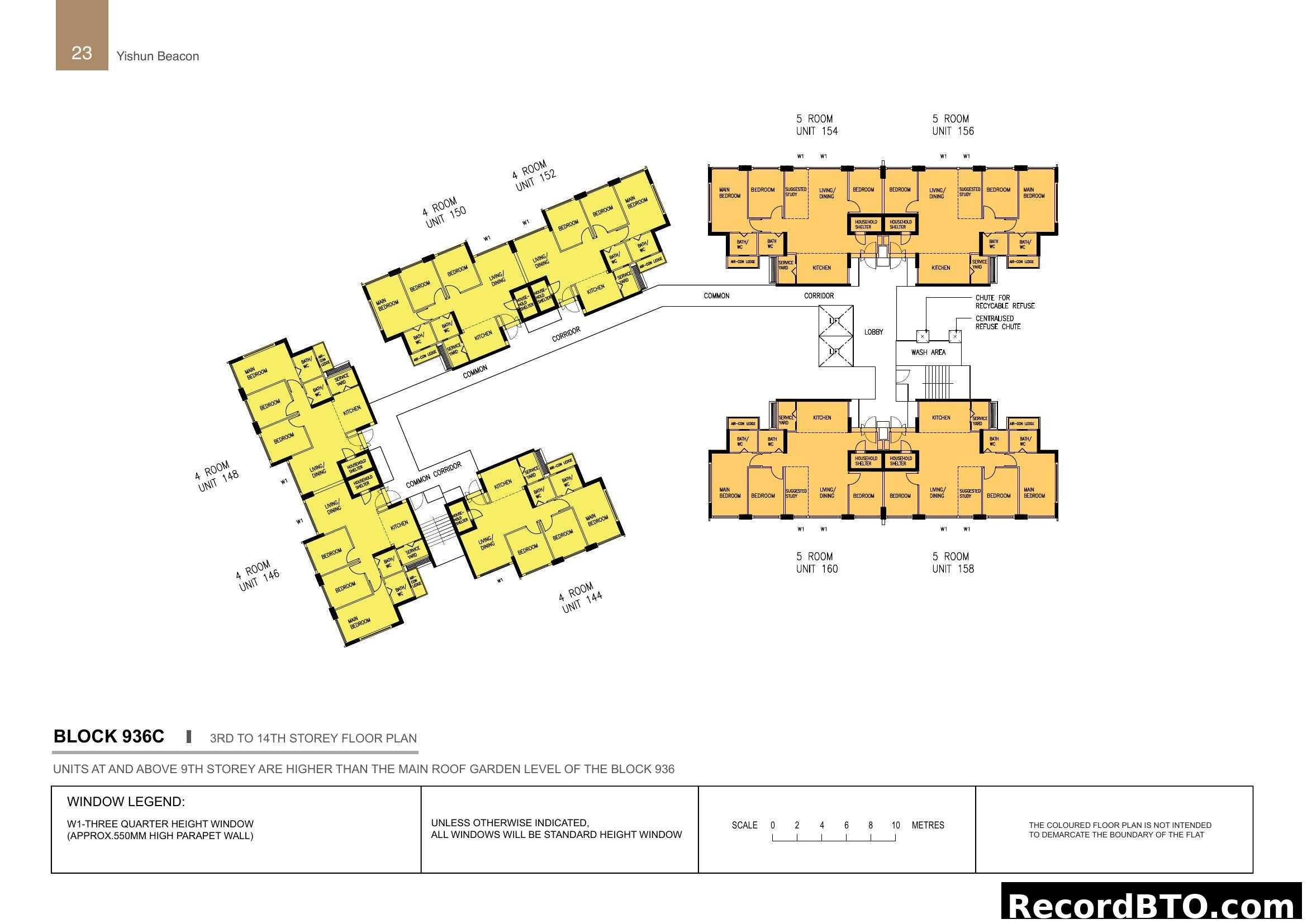Yishun Beacon Block 936C Floor Plan (3rd-14th Storey)