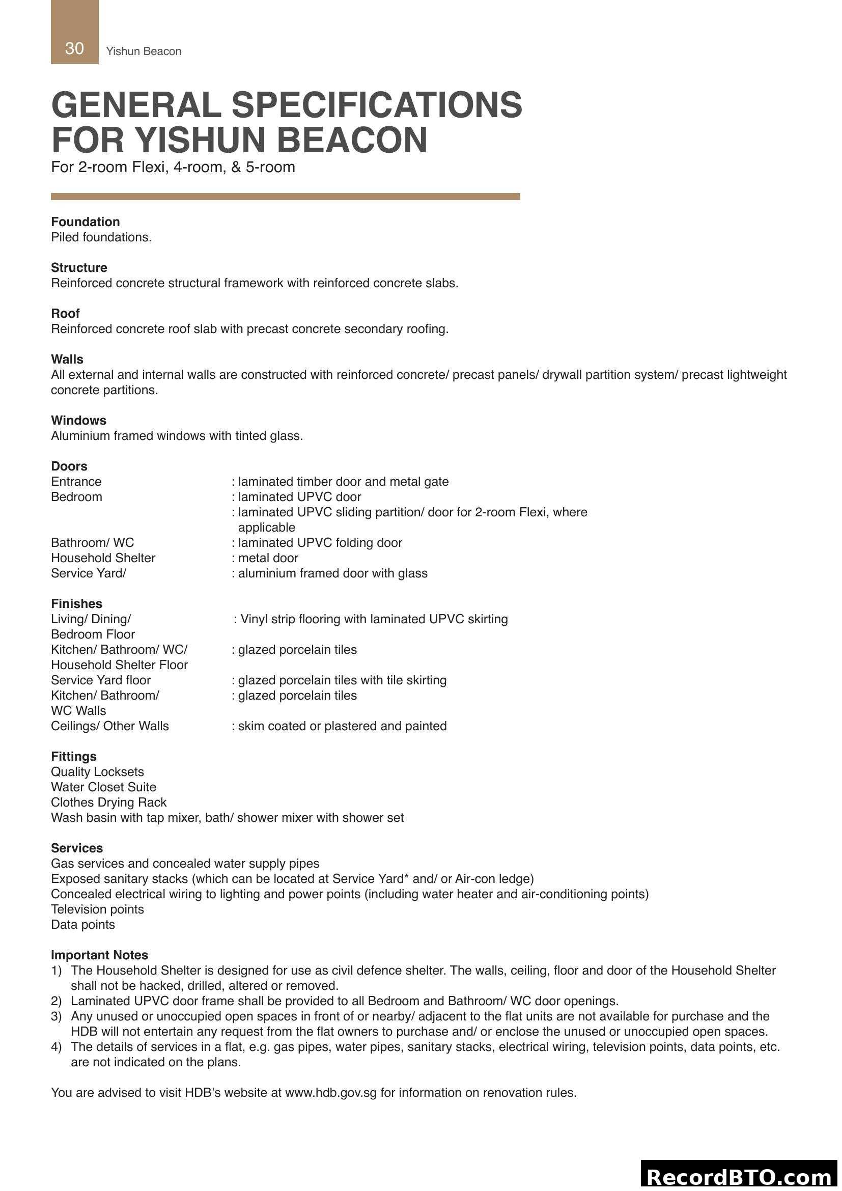 General Specifications for Yishun Beacon
