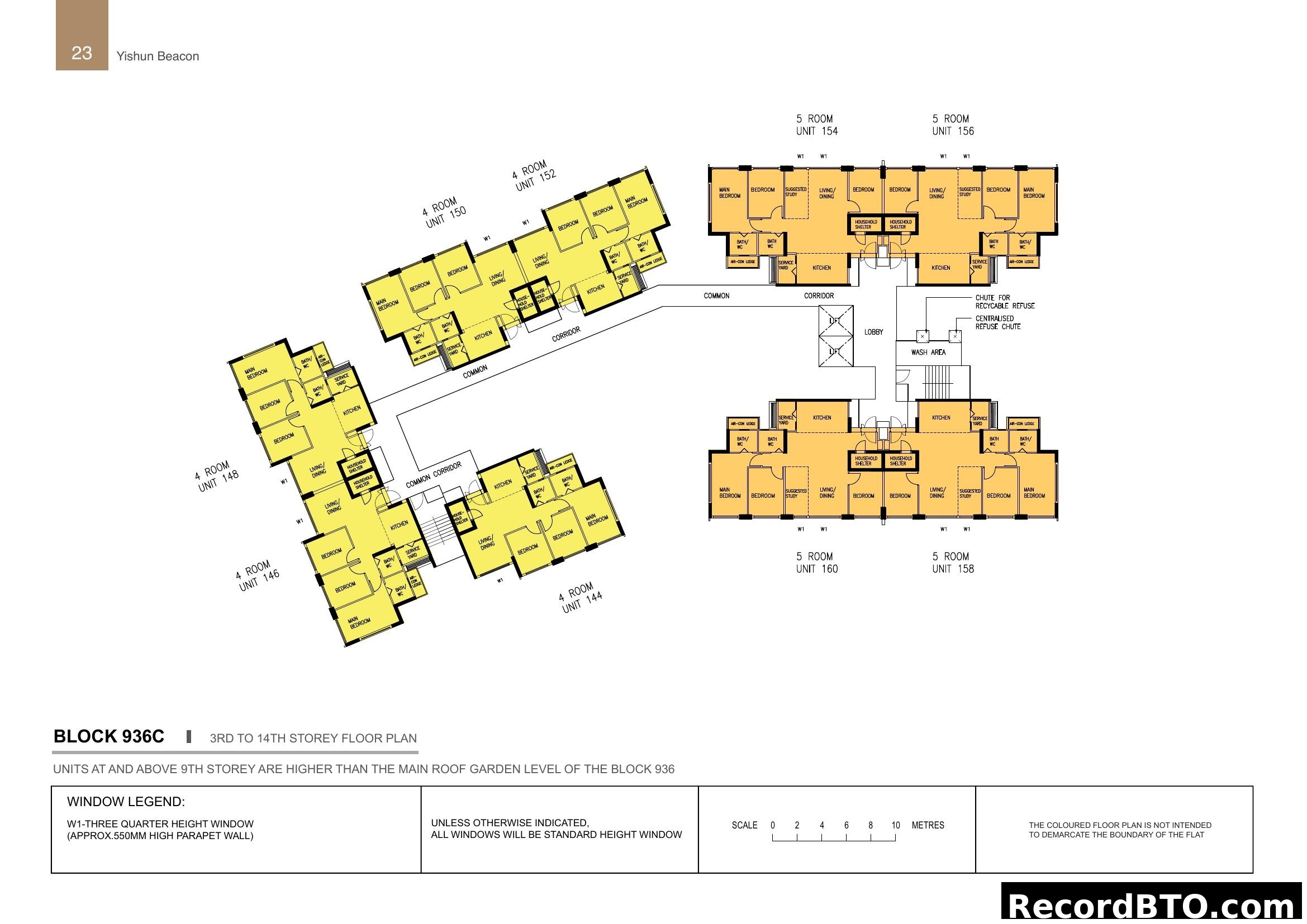 Yishun Beacon Block 936C Floor Plan (3rd-14th Storey)