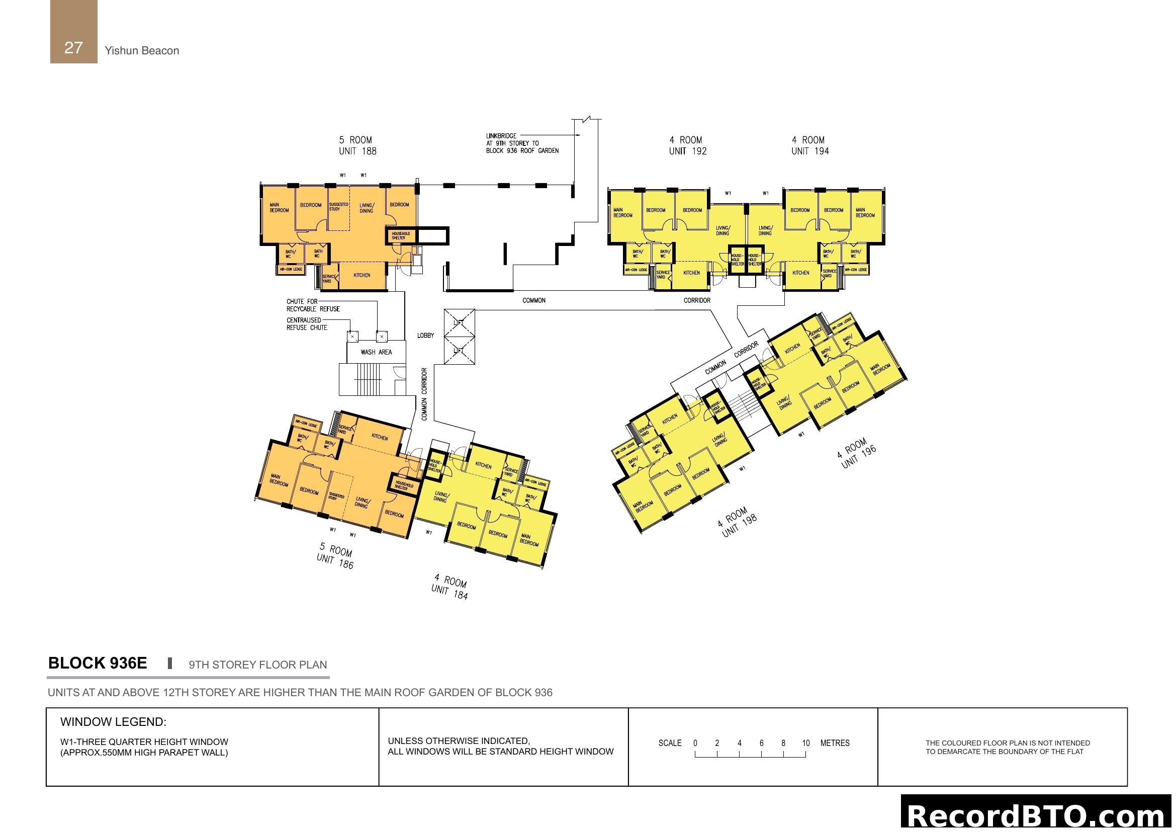 Yishun Beacon Block 936E - 9th Storey Floor Plan