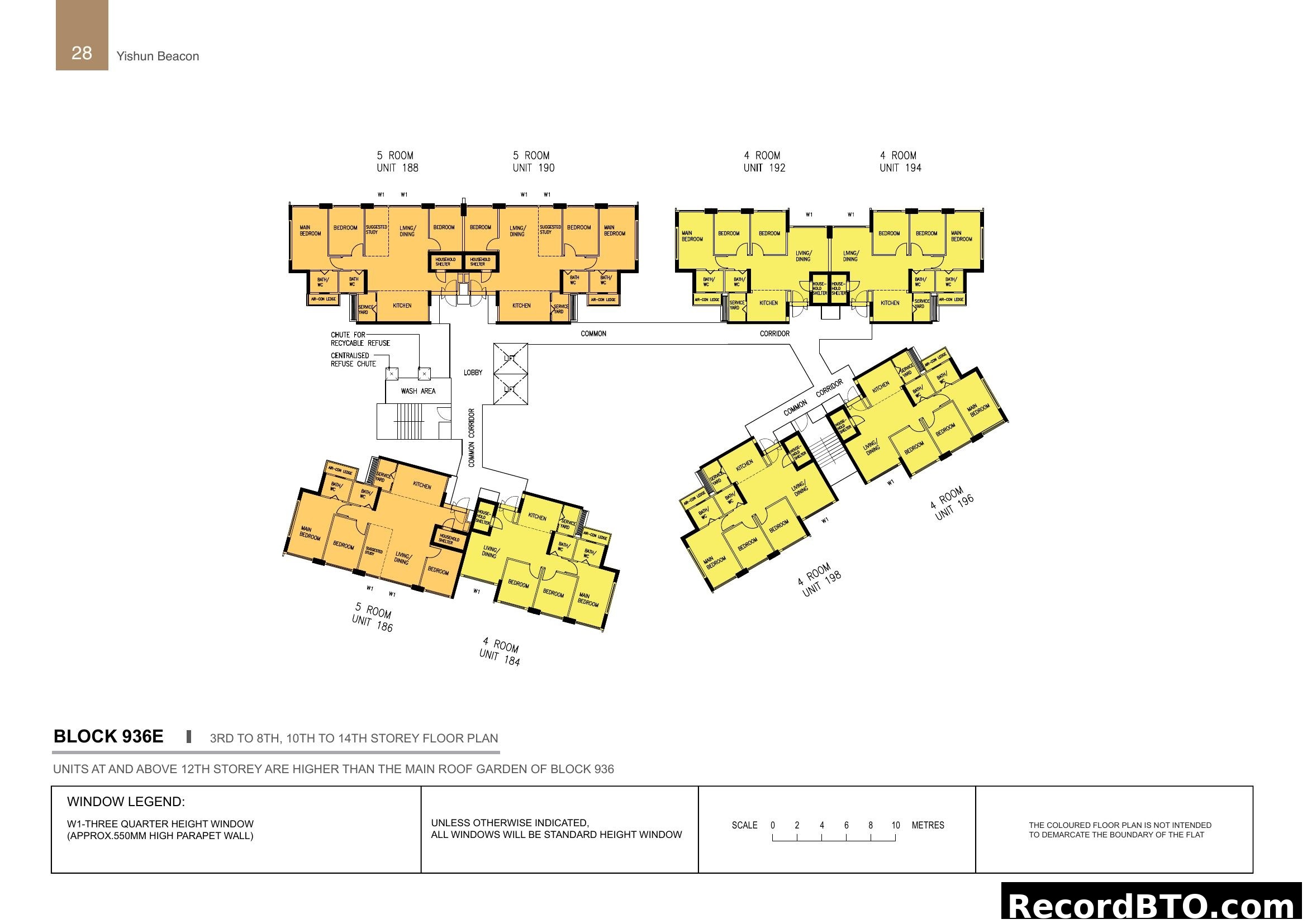Yishun Beacon Block 936E Floor Plan (3rd-14th Storey)