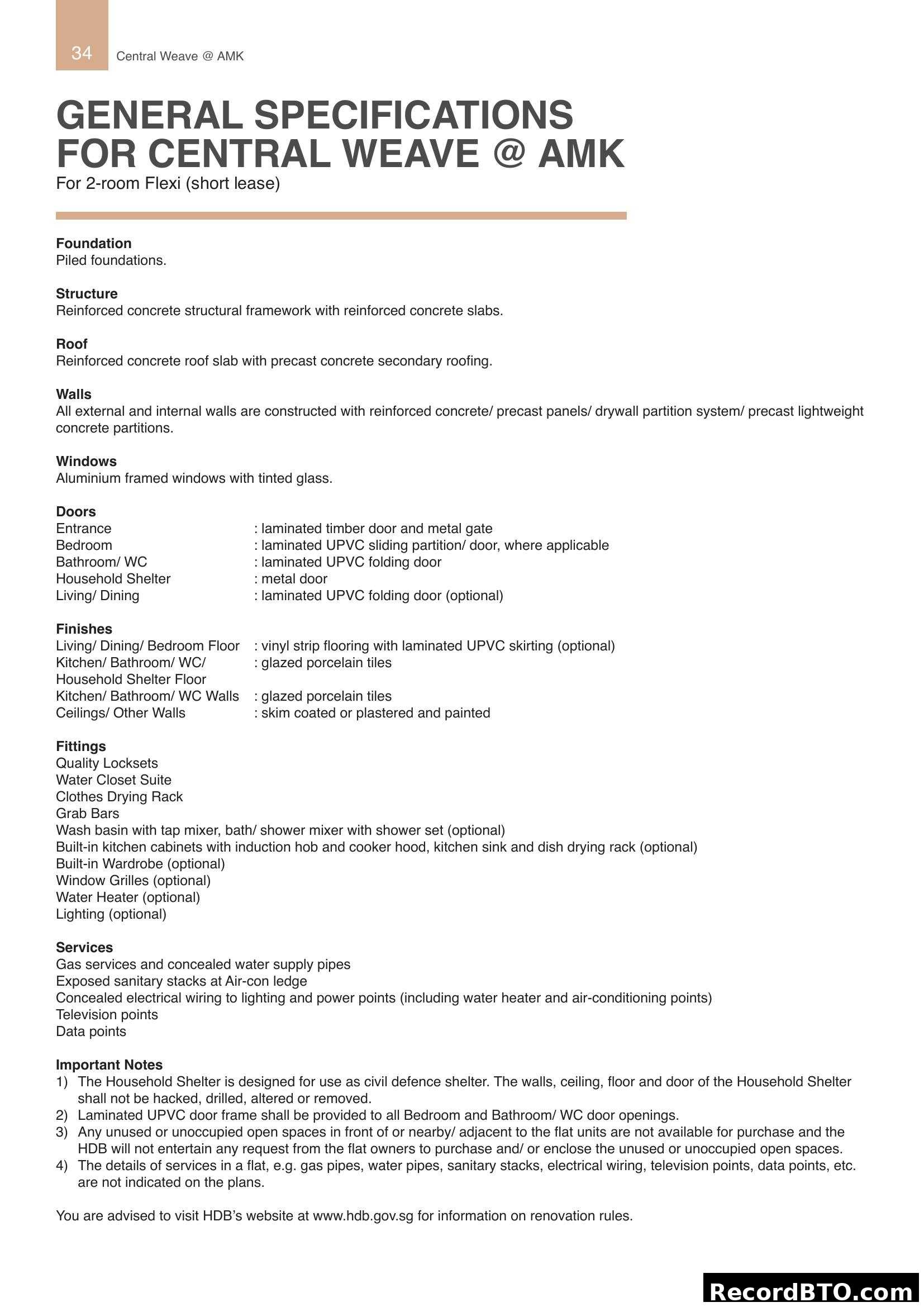 General Specifications for Central Weave @ AMK