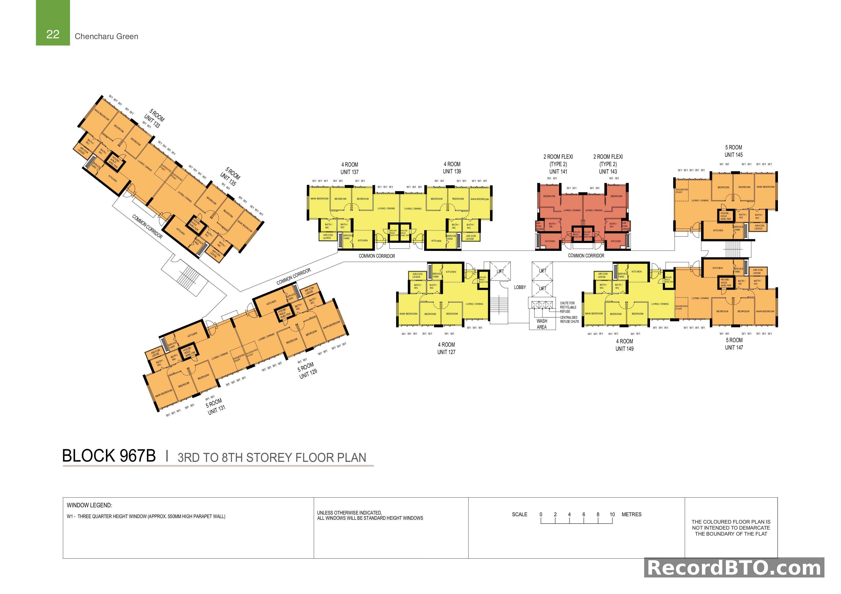 Block 967B: 3rd to 8th Storey Floor Plans