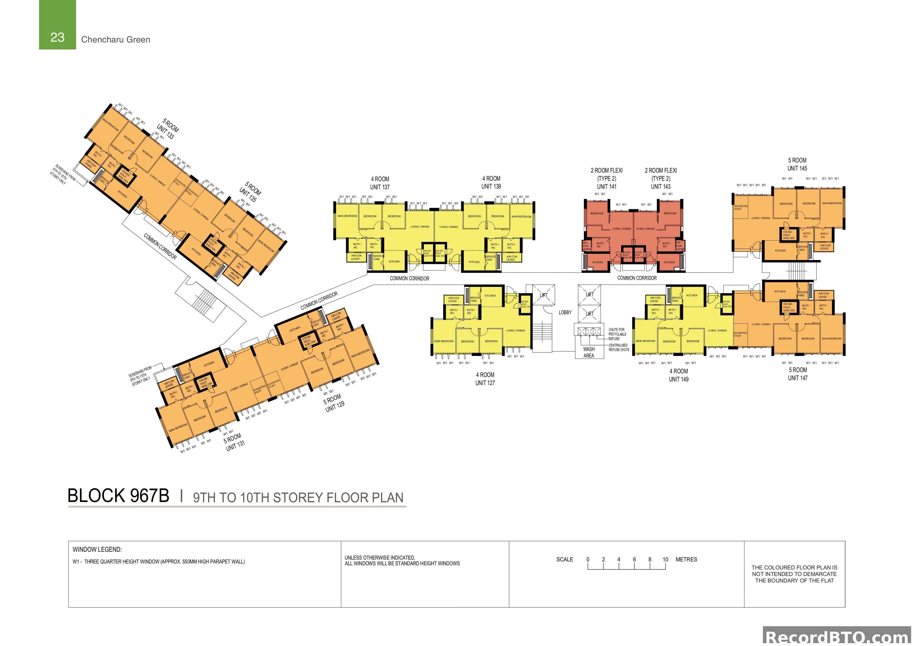 Block 967B: 9th to 10th Storey Floor Plans
