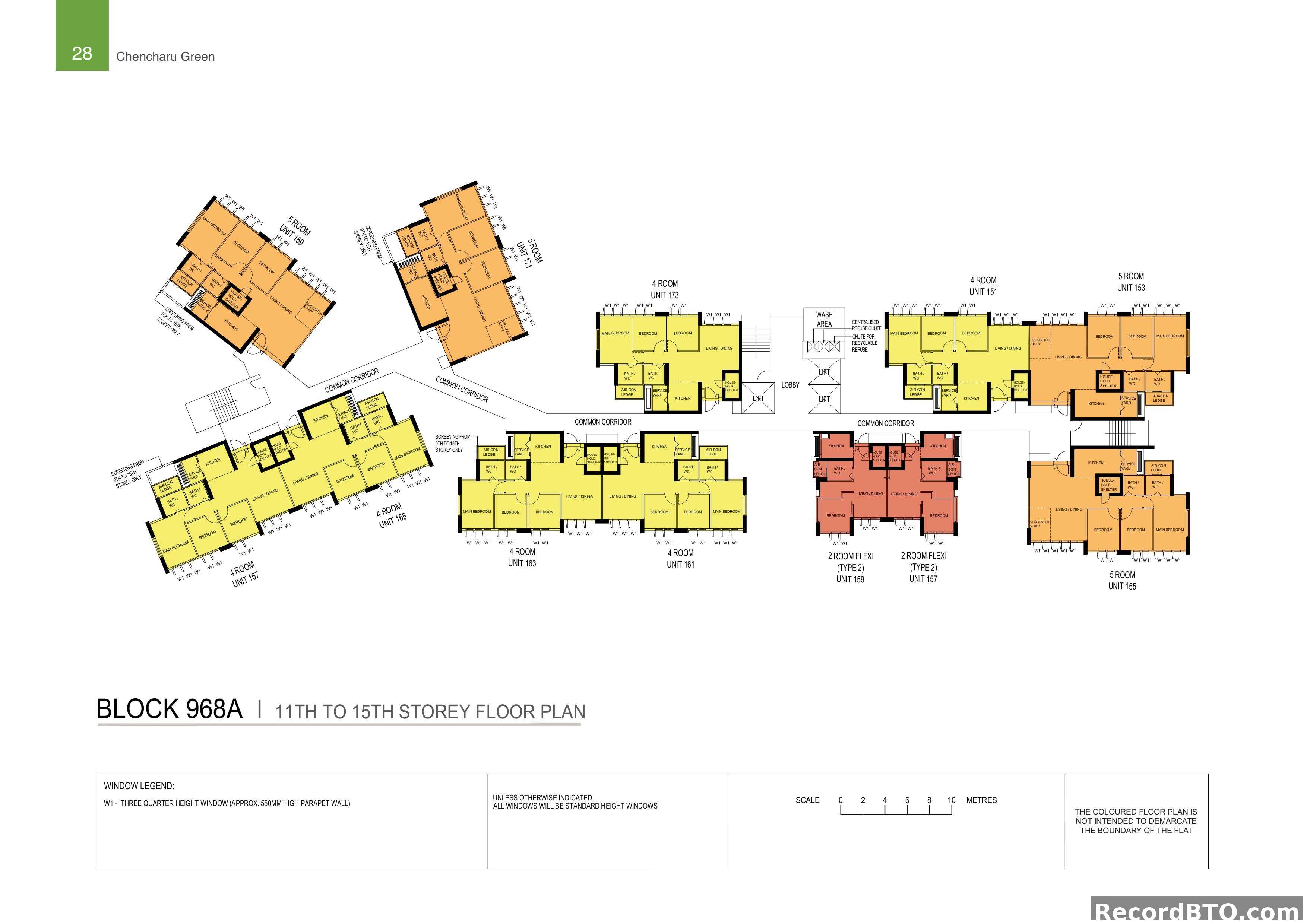 Block 968A: 11th-15th Storey Floor Plans