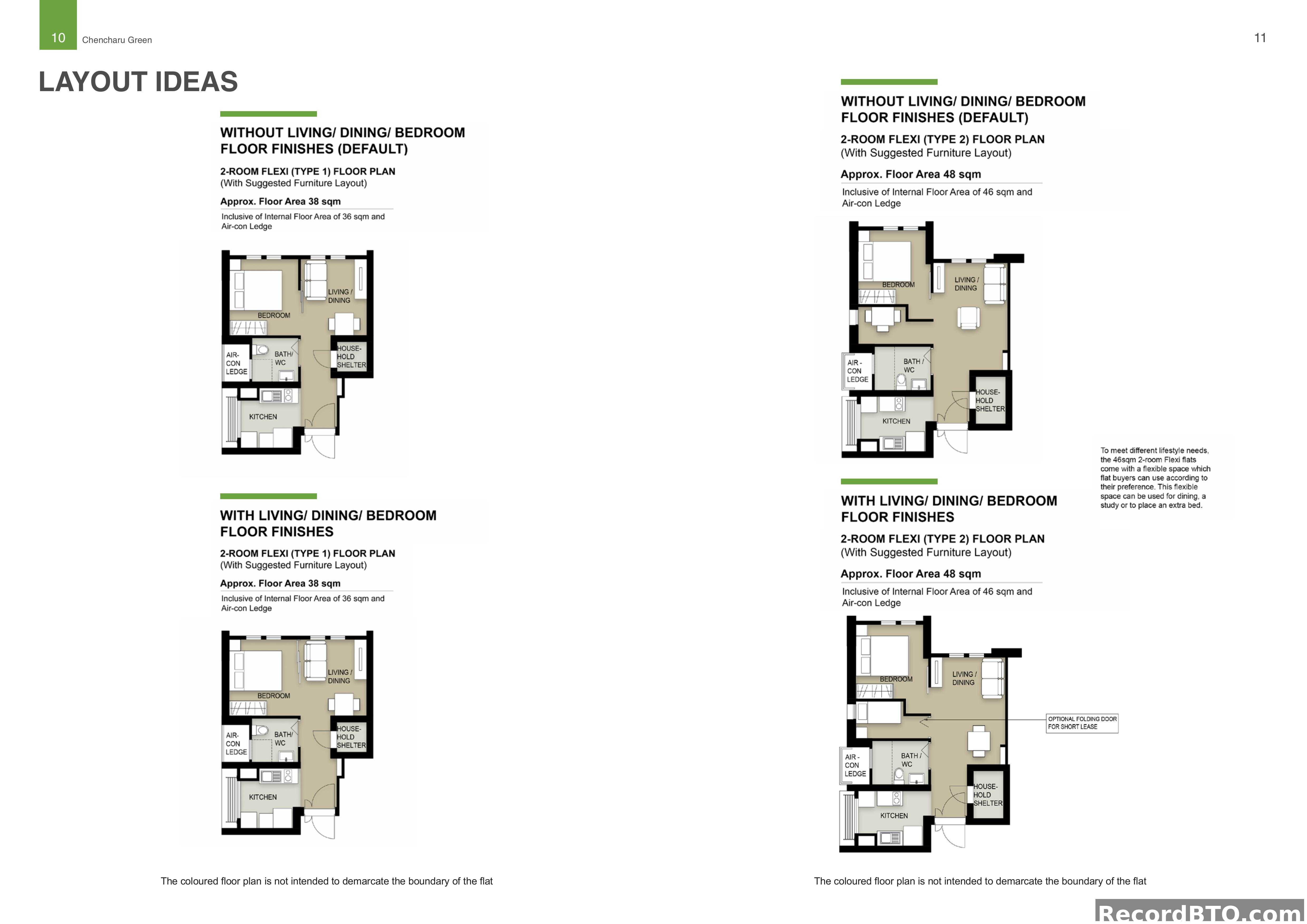 2-Room Flexi Floor Plan Layout Ideas with Finishes