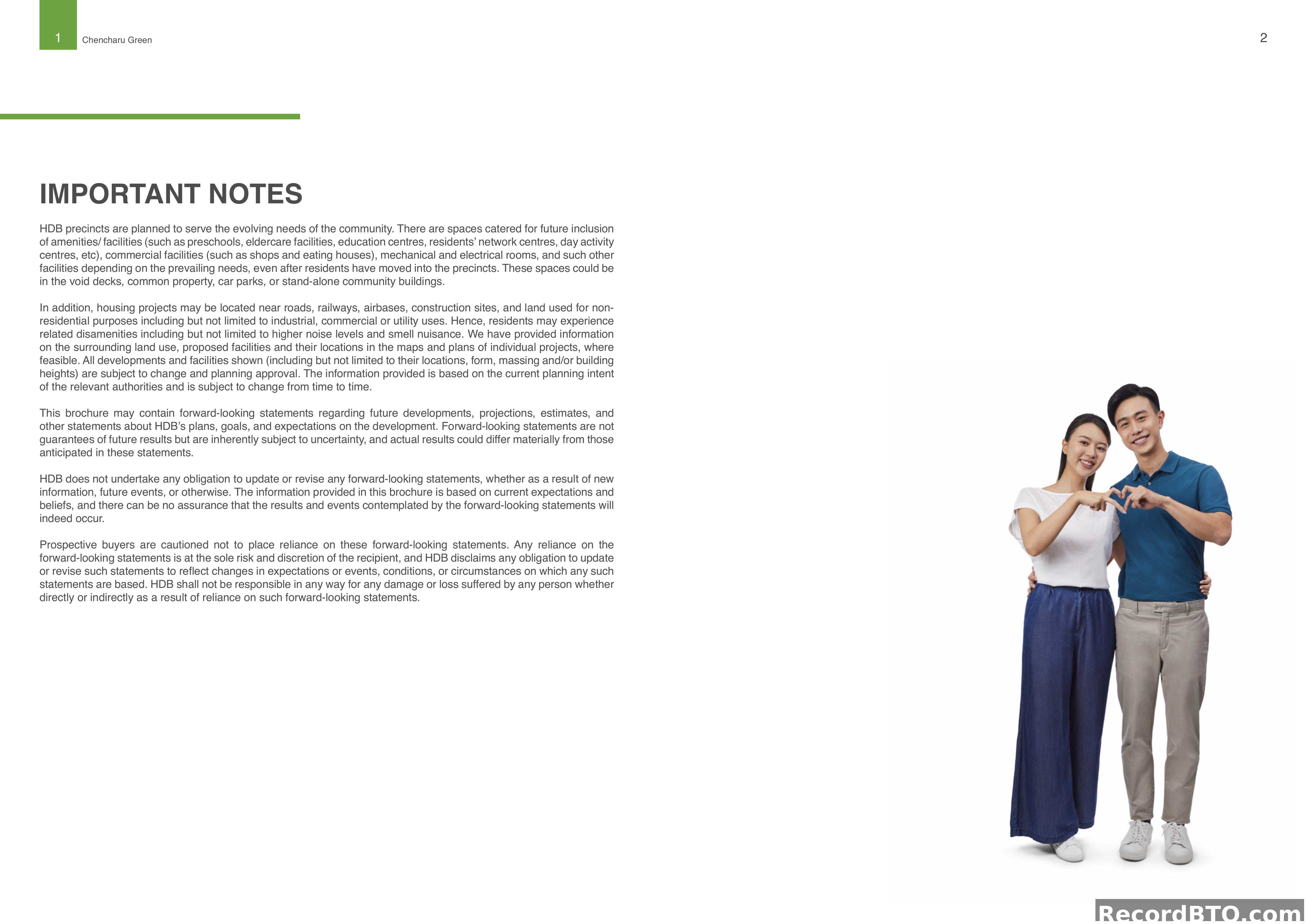 HDB BTO Brochure: Important Notes and Disclaimers