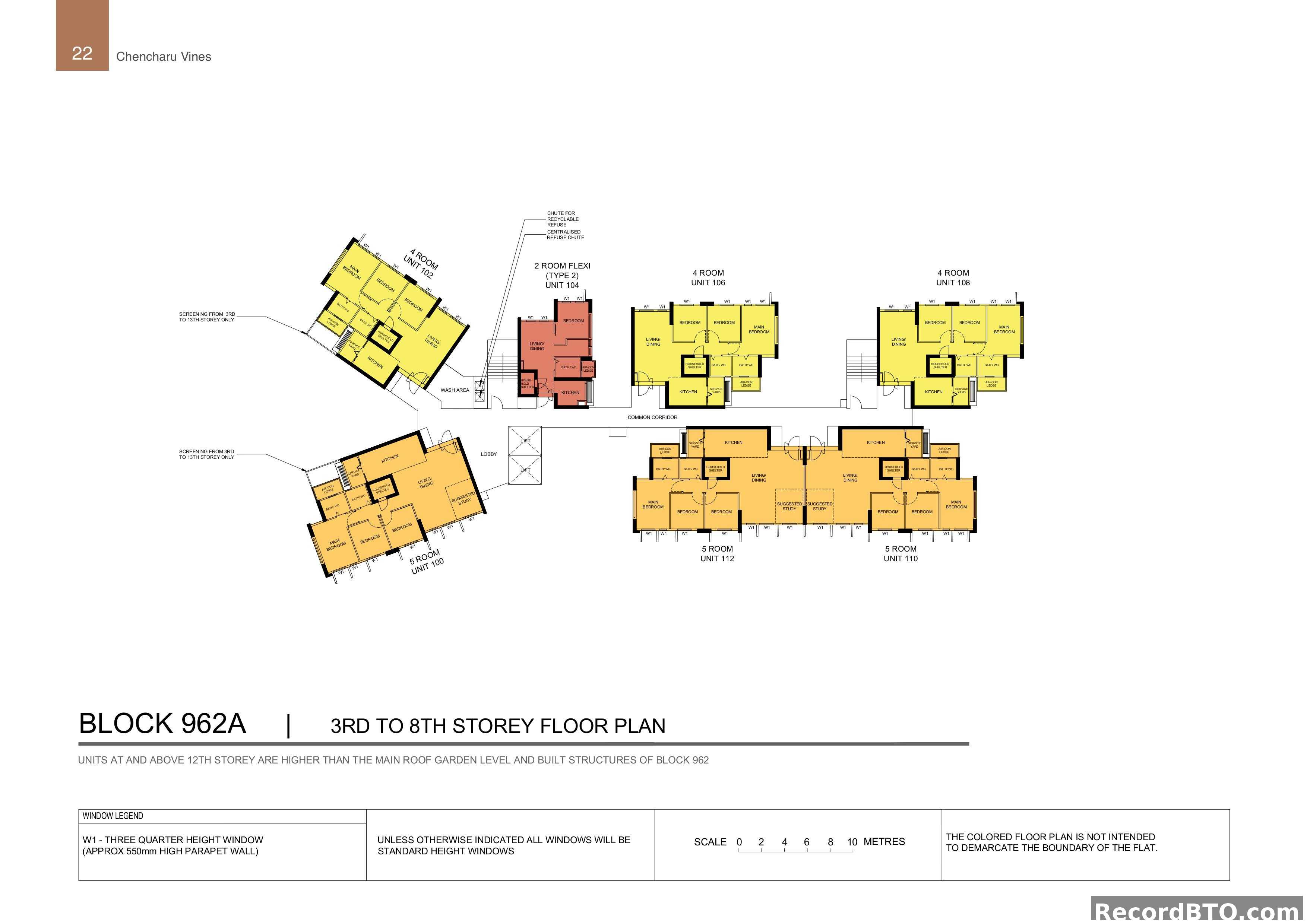 Block 962A: 3rd to 8th Storey Floor Plan