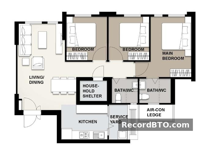 Typical 4-Room Unit Floor Plan