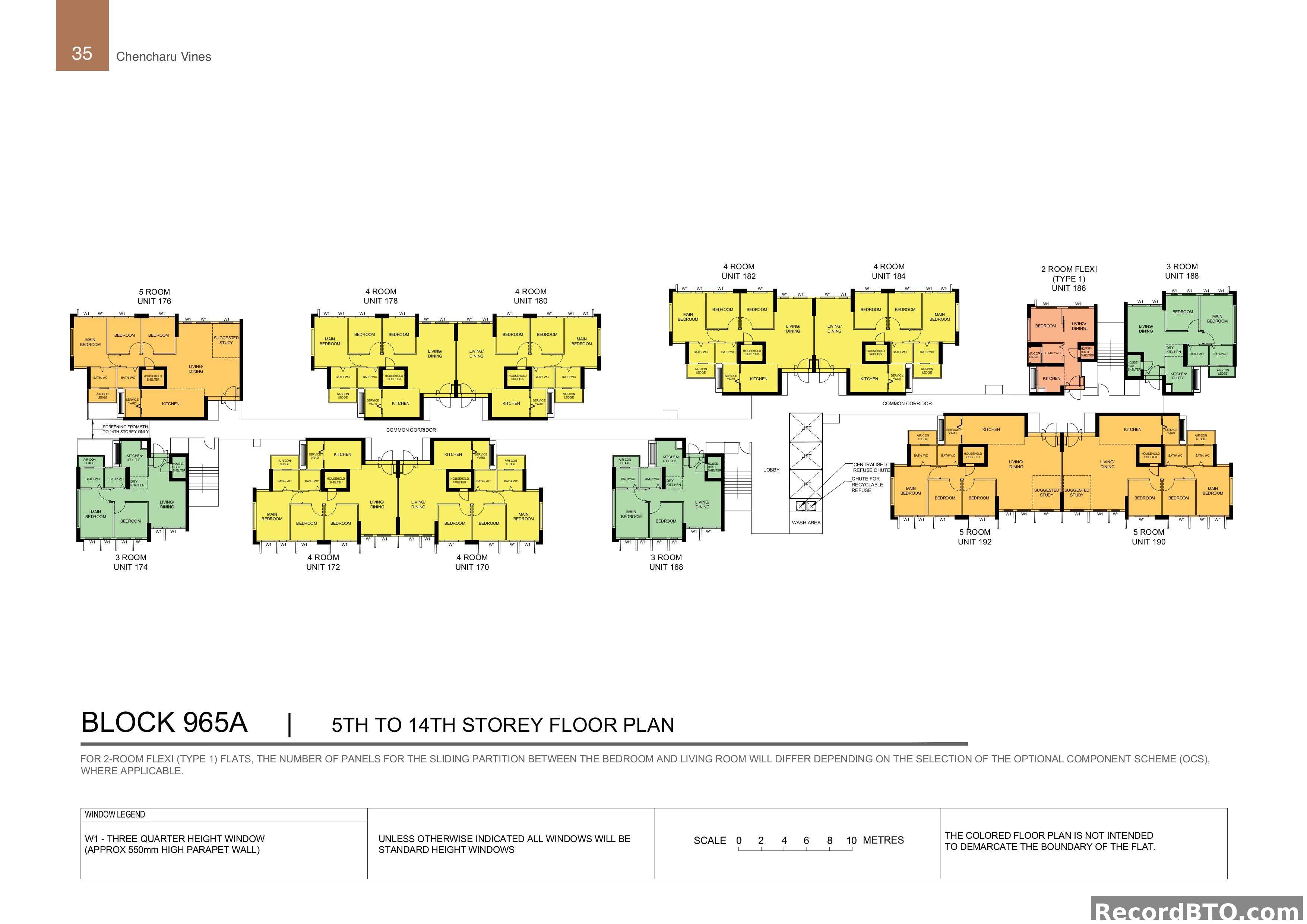 Block 965A: 5th-14th Storey Floor Plans with Multiple Unit Types