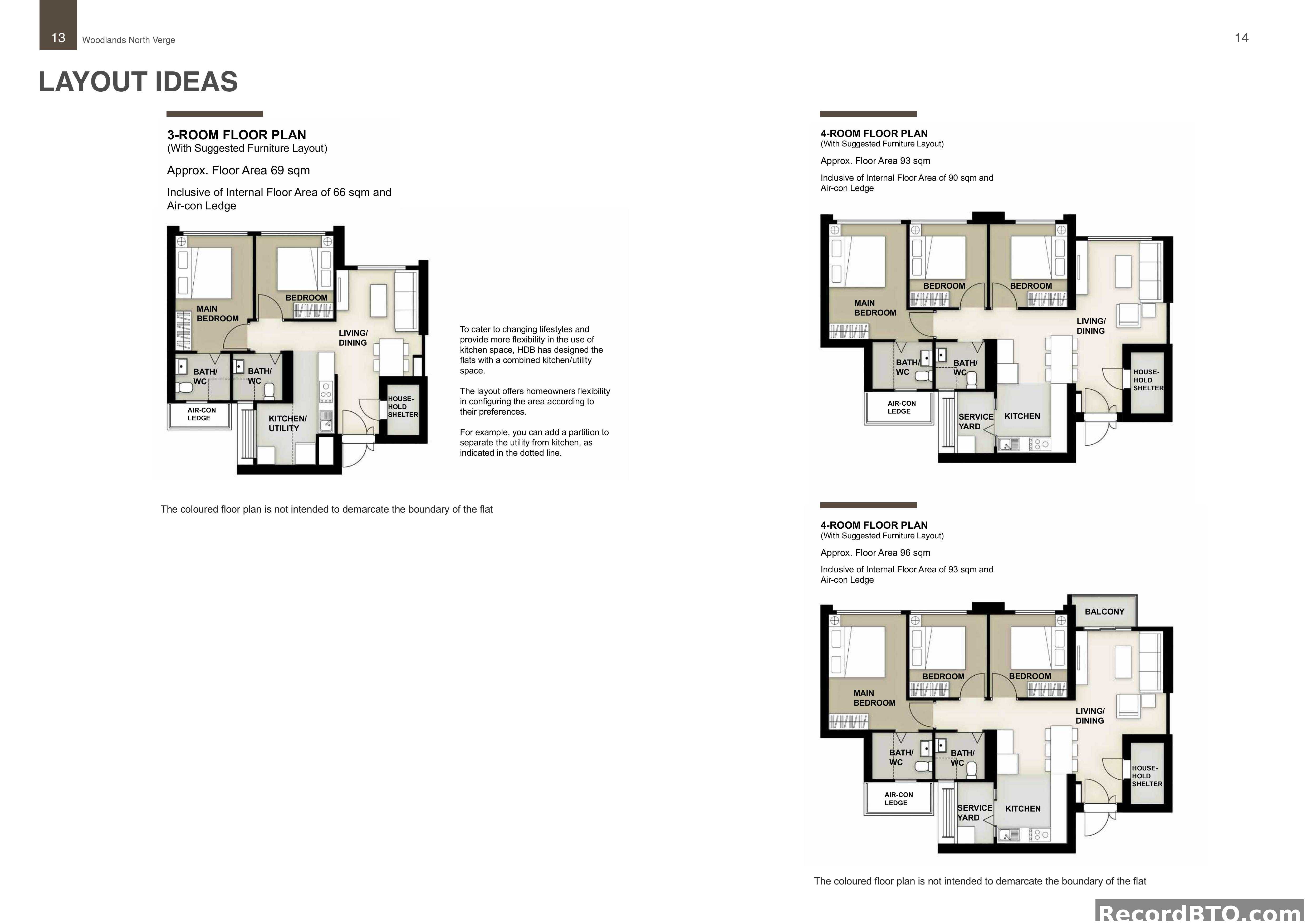 Layout Ideas: 3-Room and 4-Room Flat Floor Plans
