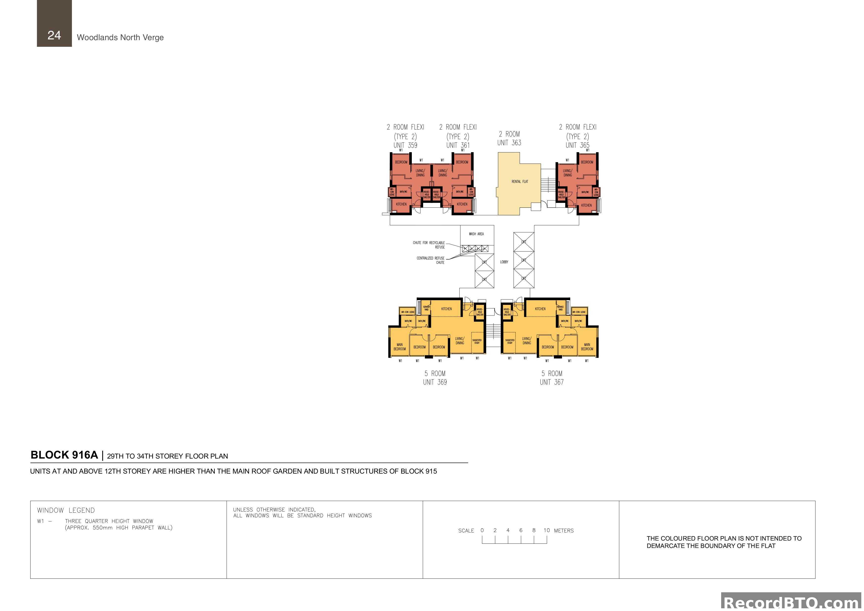 Block 916A: 29th-34th Storey Floor Plan with Mixed Unit Types