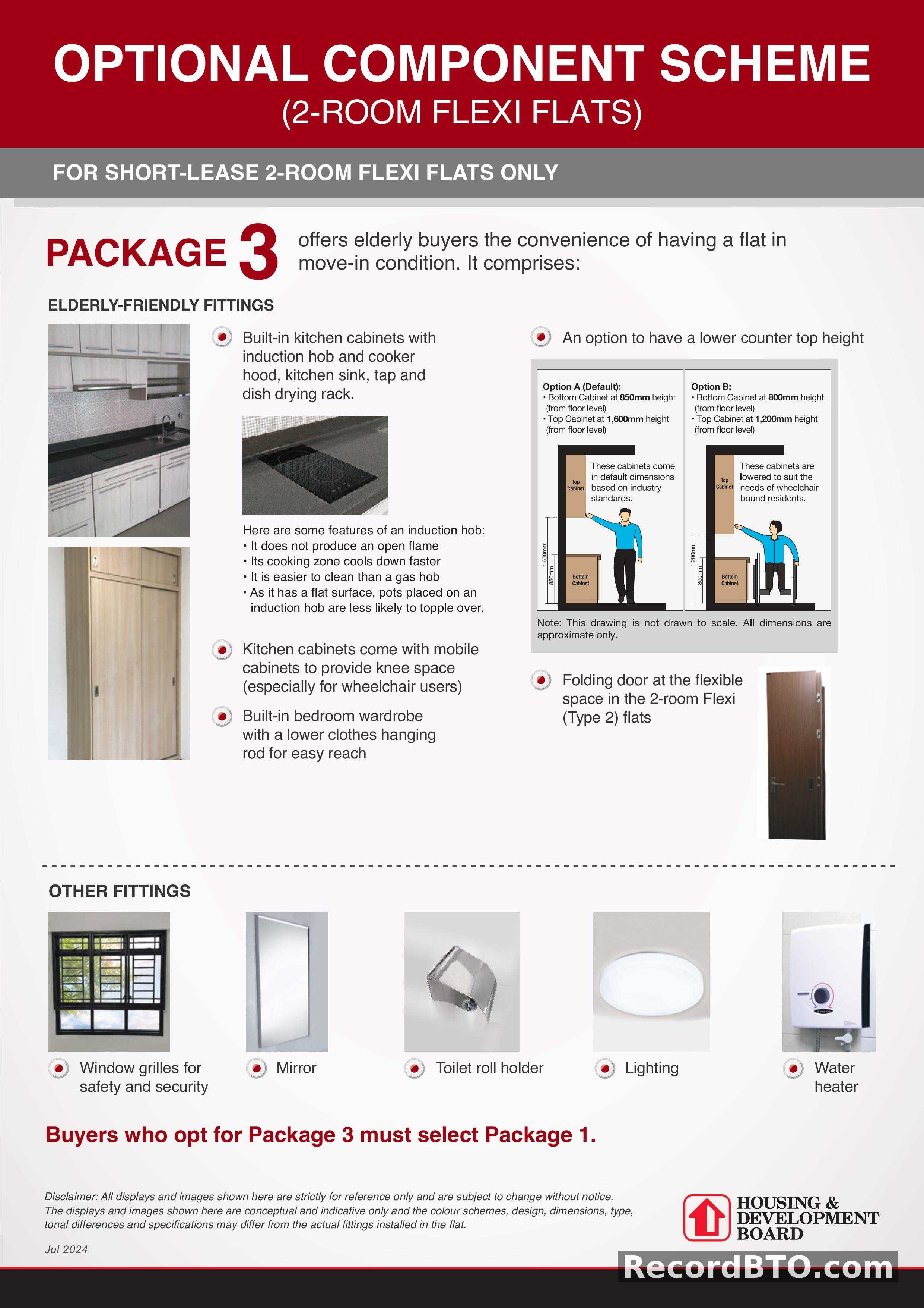 Optional Component Scheme: Package 3 for 2-Room Flexi Flats