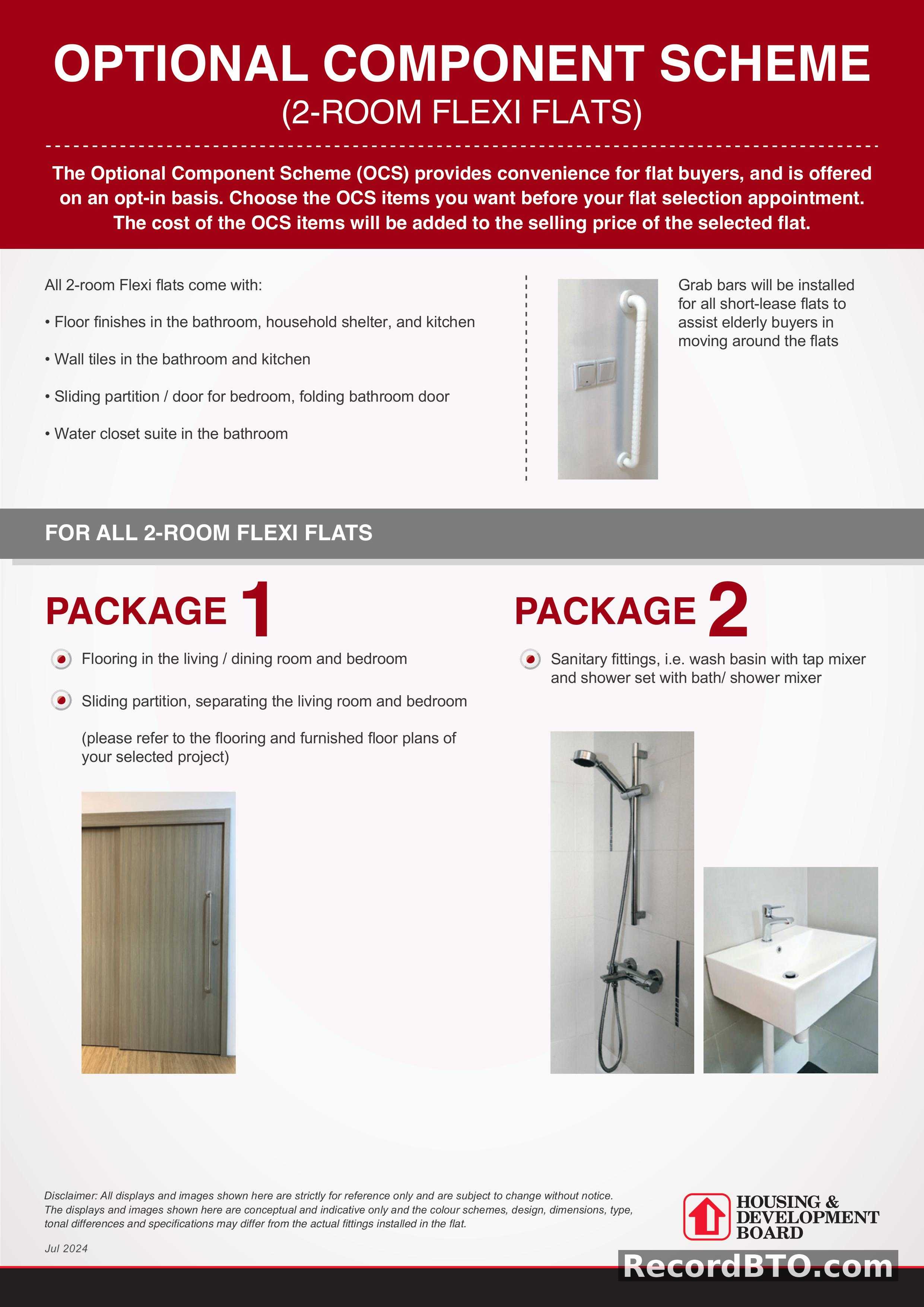 Optional Component Scheme for 2-Room Flexi Flats