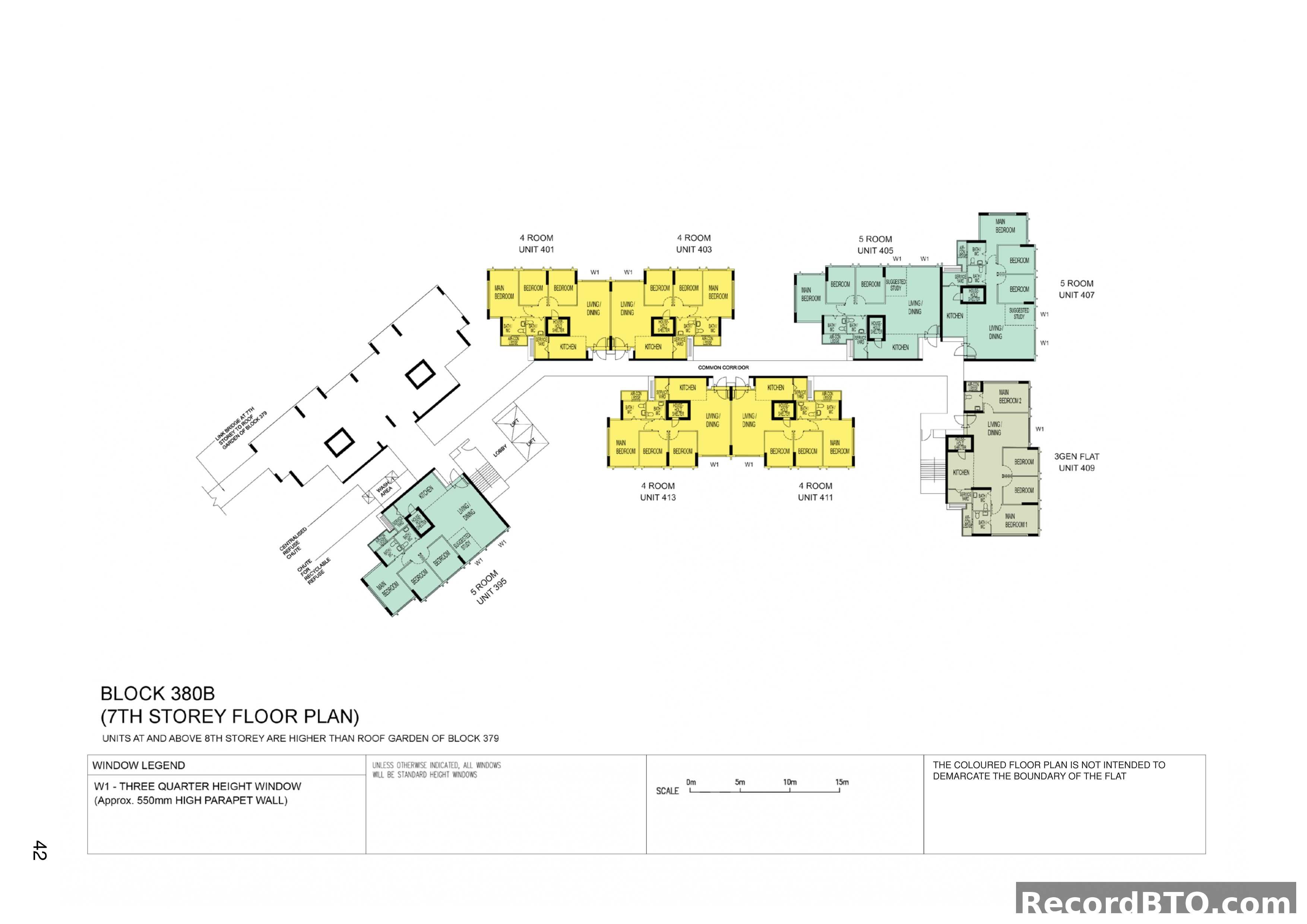 Block 380B: 7th Storey Floor Plan with Diverse Unit Types