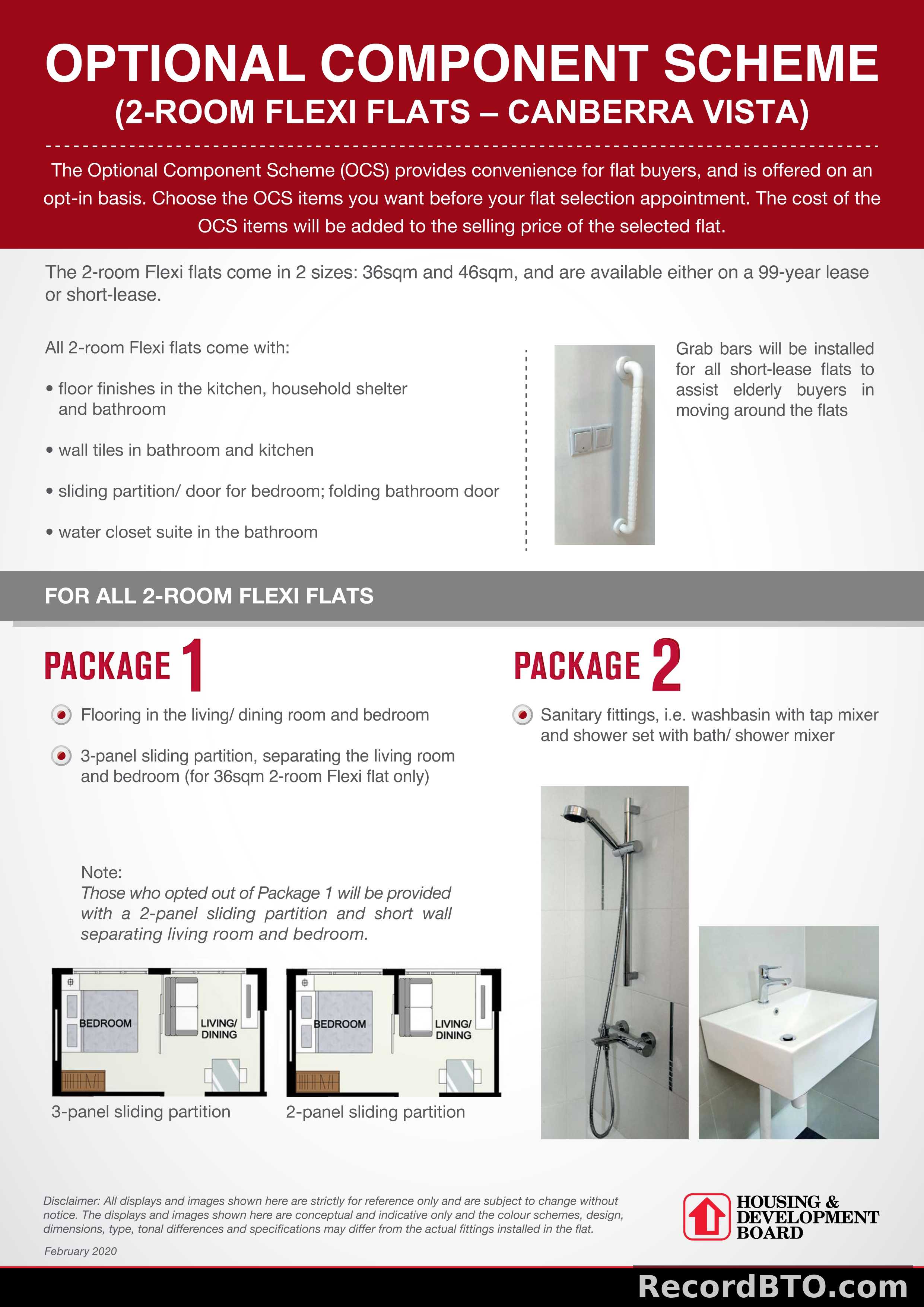 Optional Component Scheme for 2-Room Flexi Flats: Features & Packages