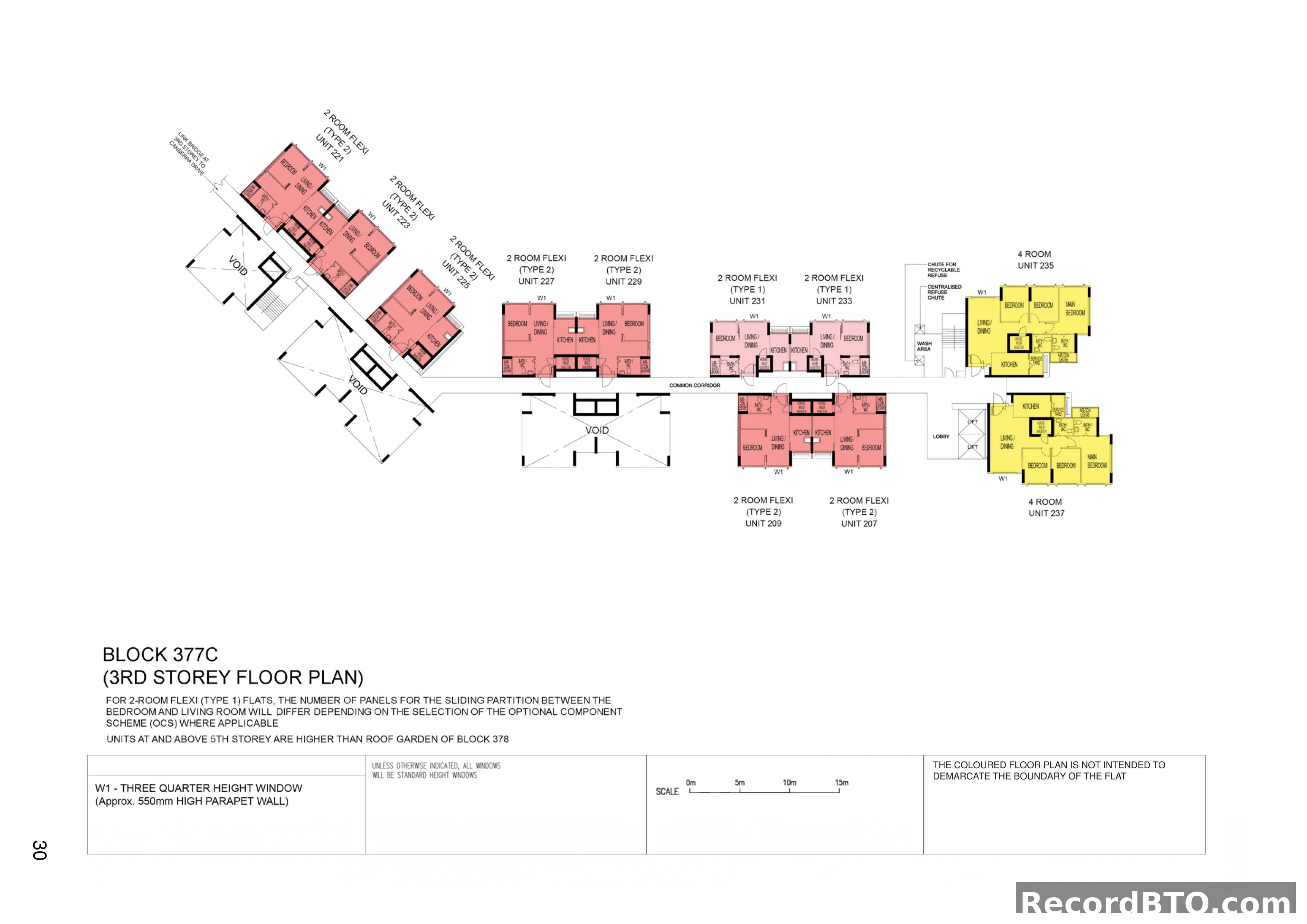 Block 377C: 3rd Storey Floor Plan with 2-Room Flexi and 4-Room Units