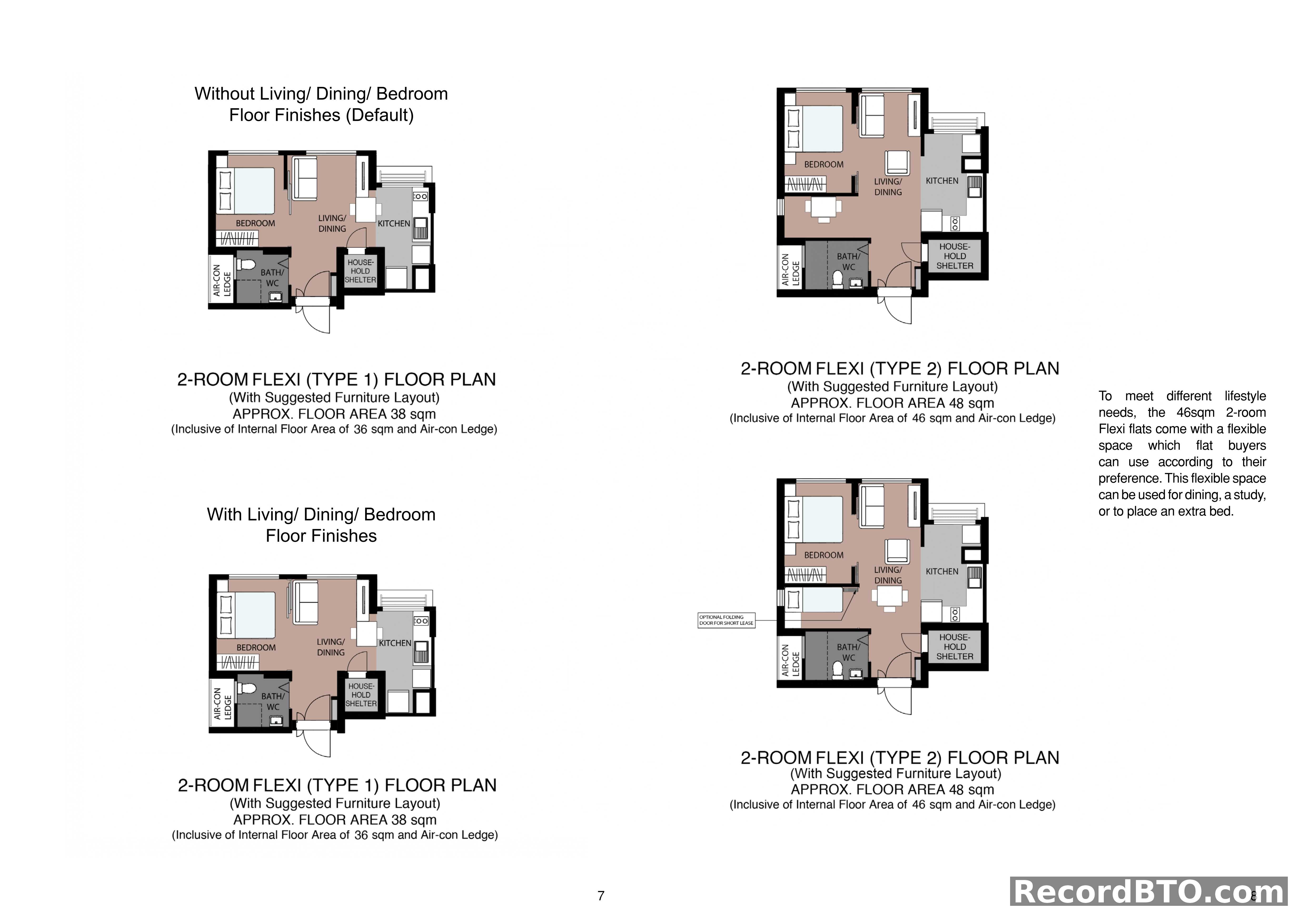2-Room Flexi Floor Plans: Default and Finished Layouts