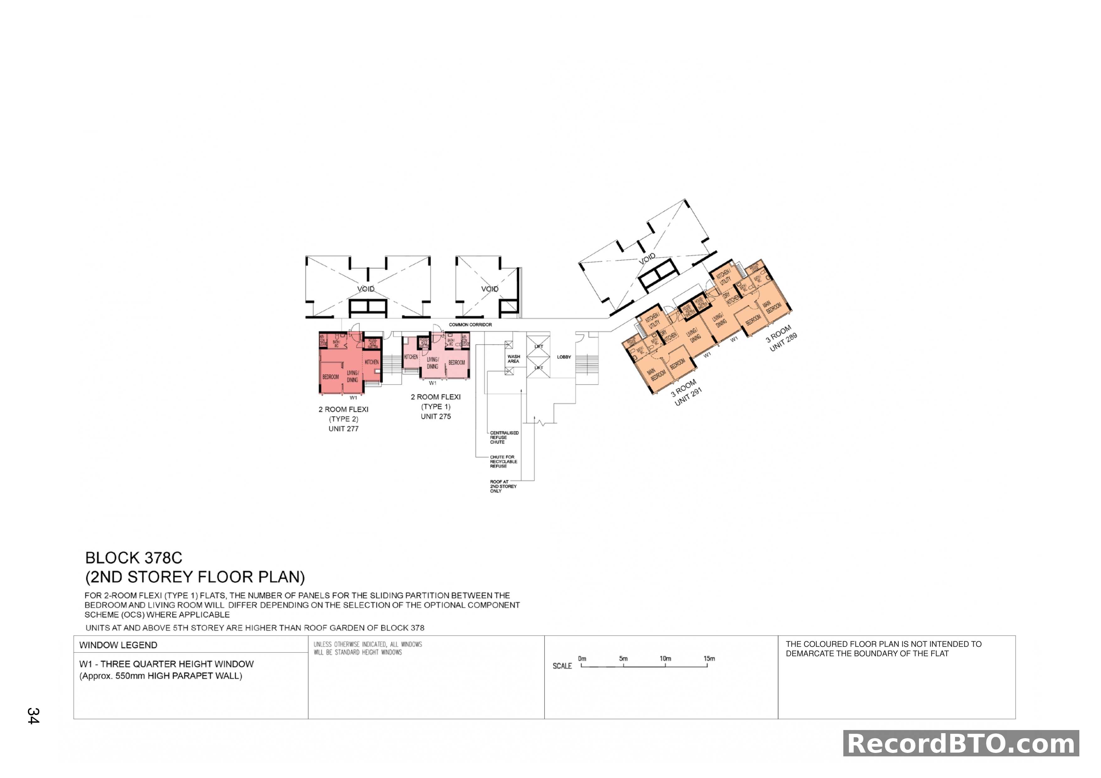 Block 378C: 2nd Storey Floor Plan with 2-Room Flexi and 3-Room Units