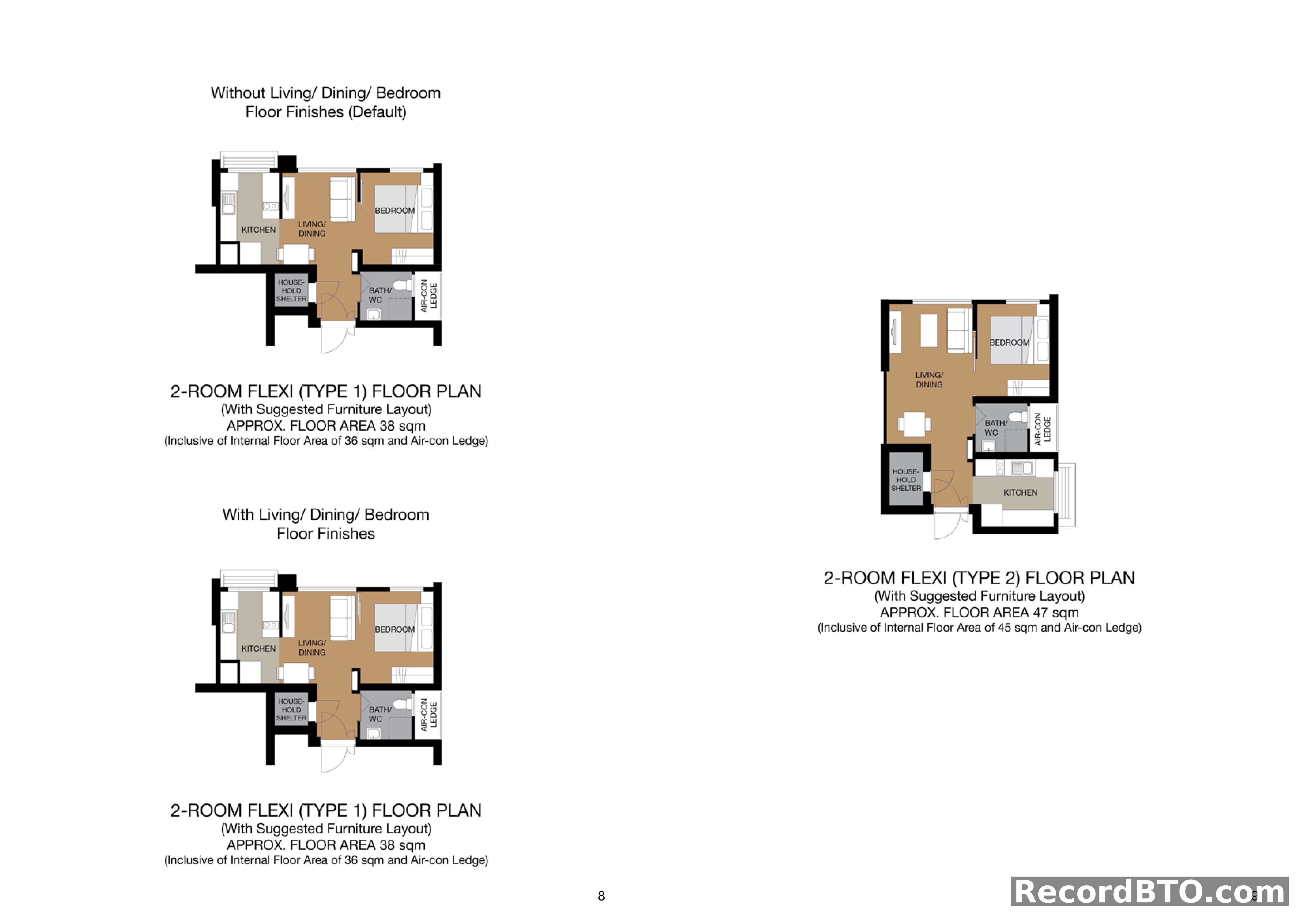 2-Room Flexi Floor Plans: Type 1 & Type 2 Layouts and Finishes