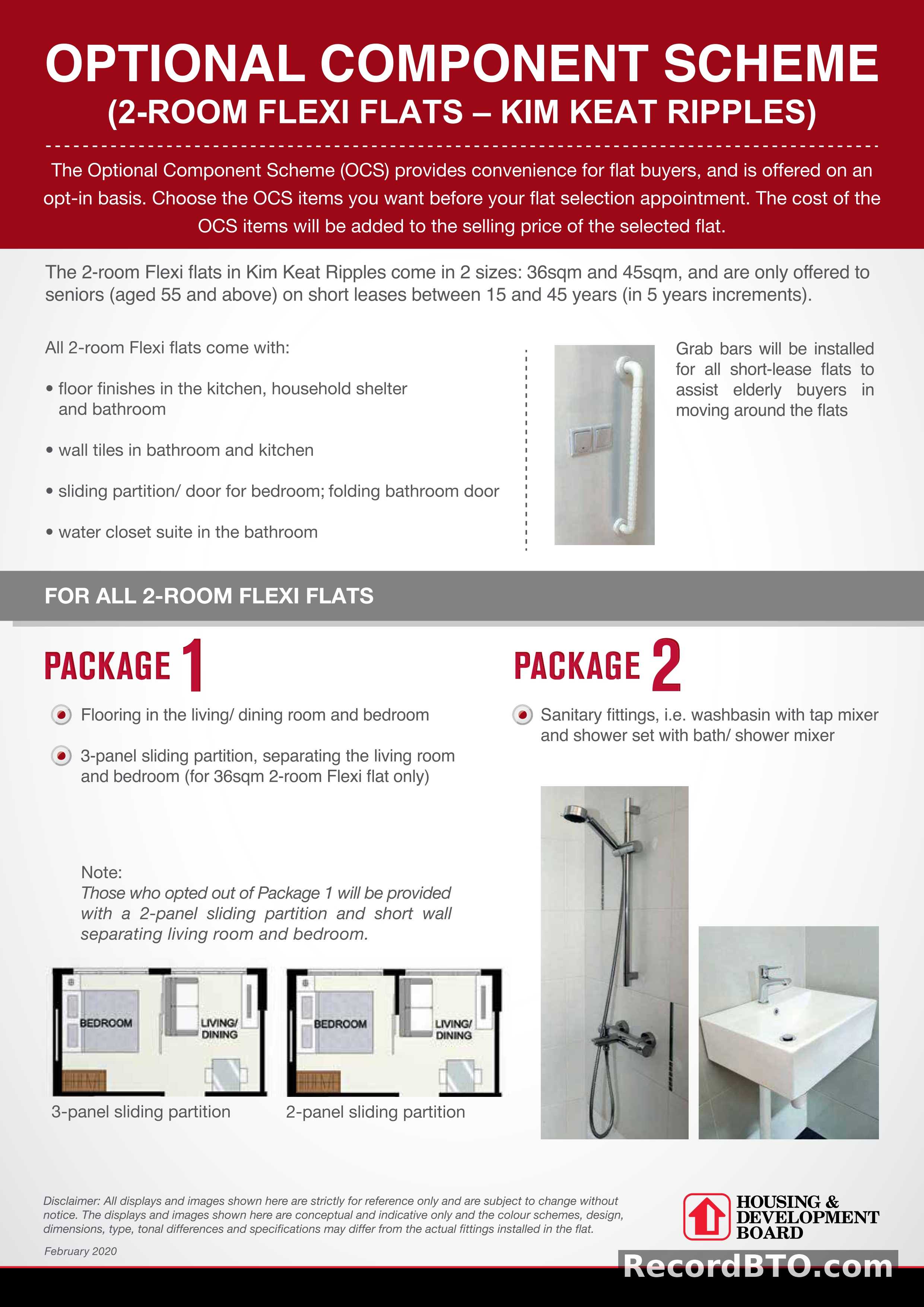 Optional Component Scheme for 2-Room Flexi Flats