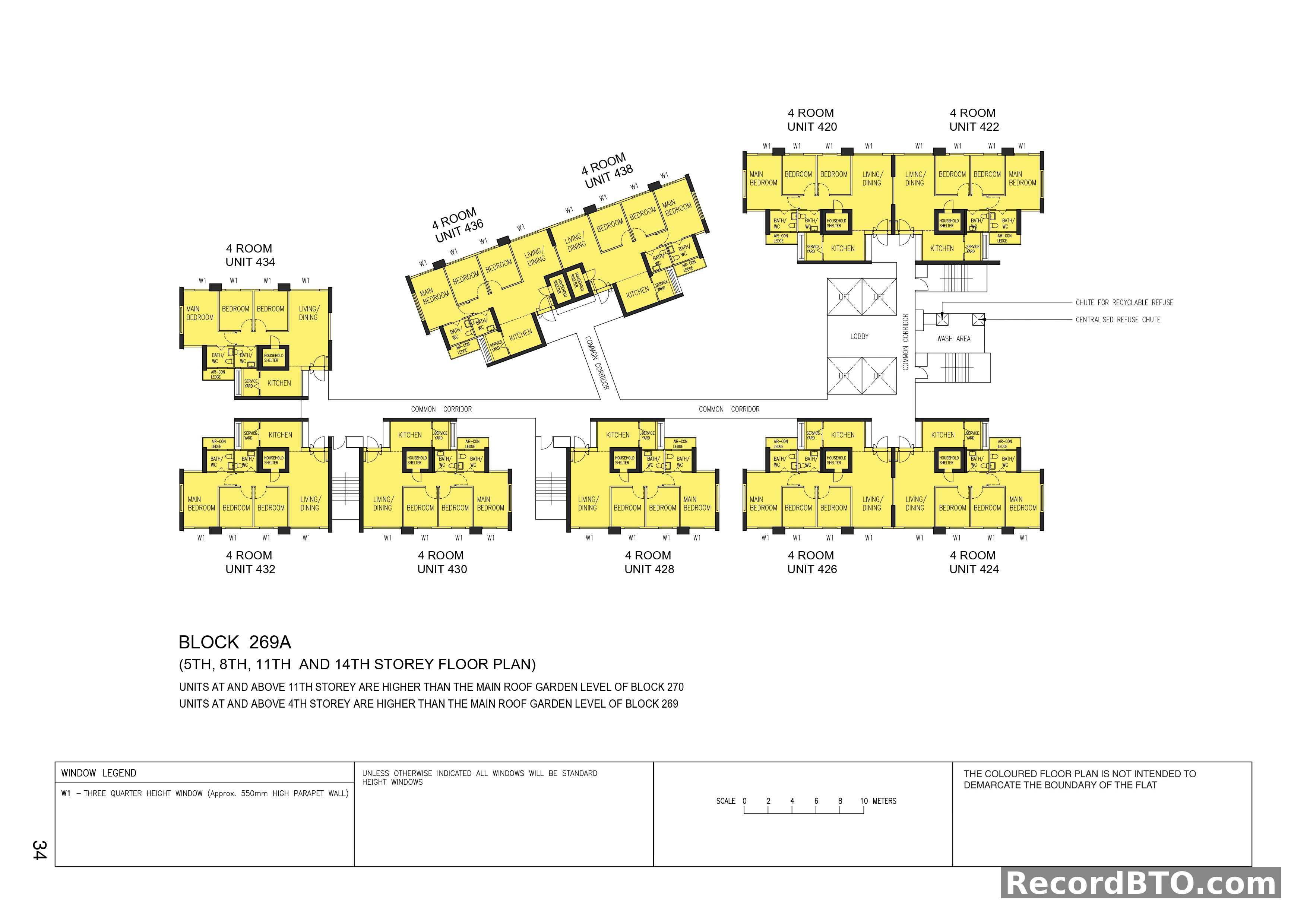 Block 269A: 5th, 8th, 11th, and 14th Storey 4-Room Floor Plans