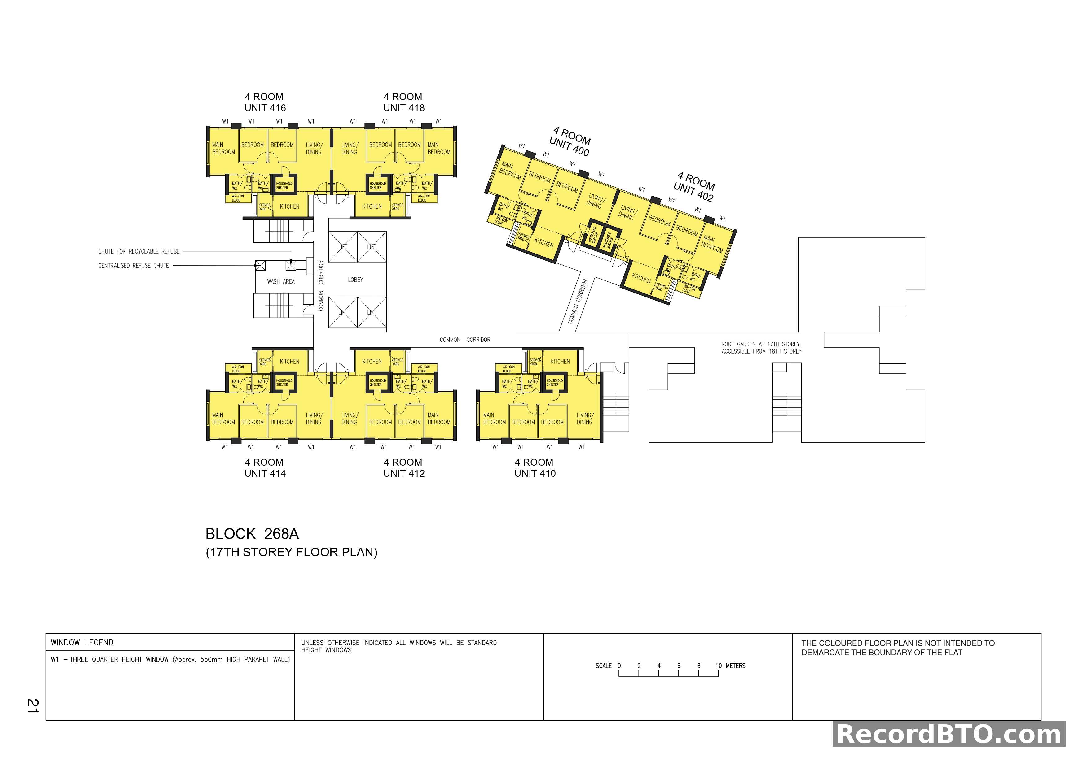 Block 268A: 17th Storey Floor Plan with 4-Room Units