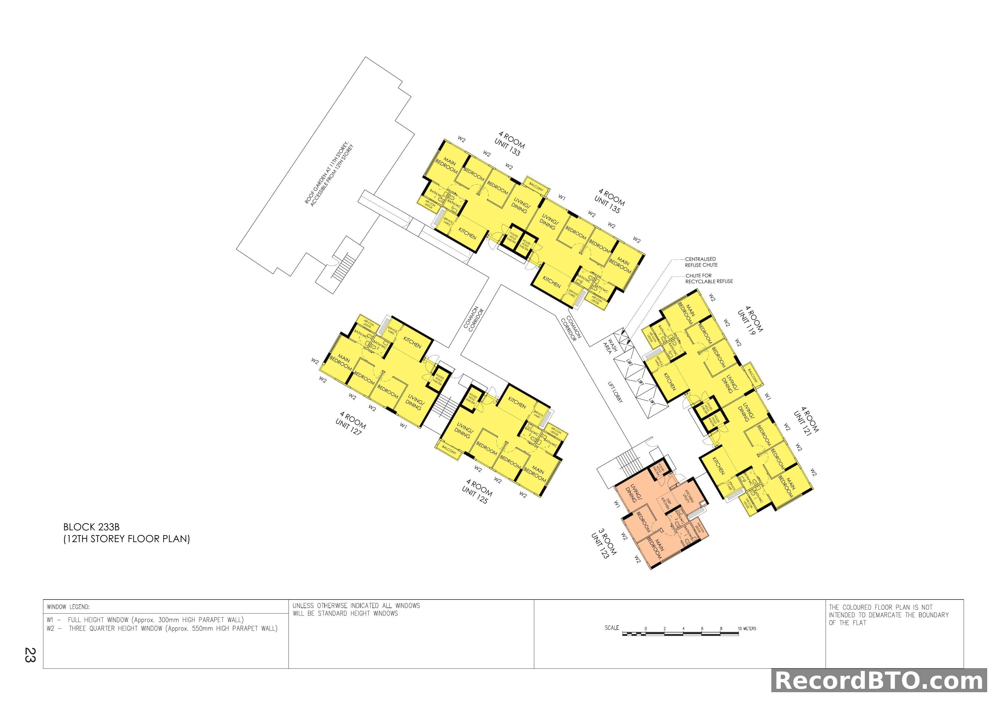Block 233B: 12th Storey Floor Plans for 3- and 4-Room Units