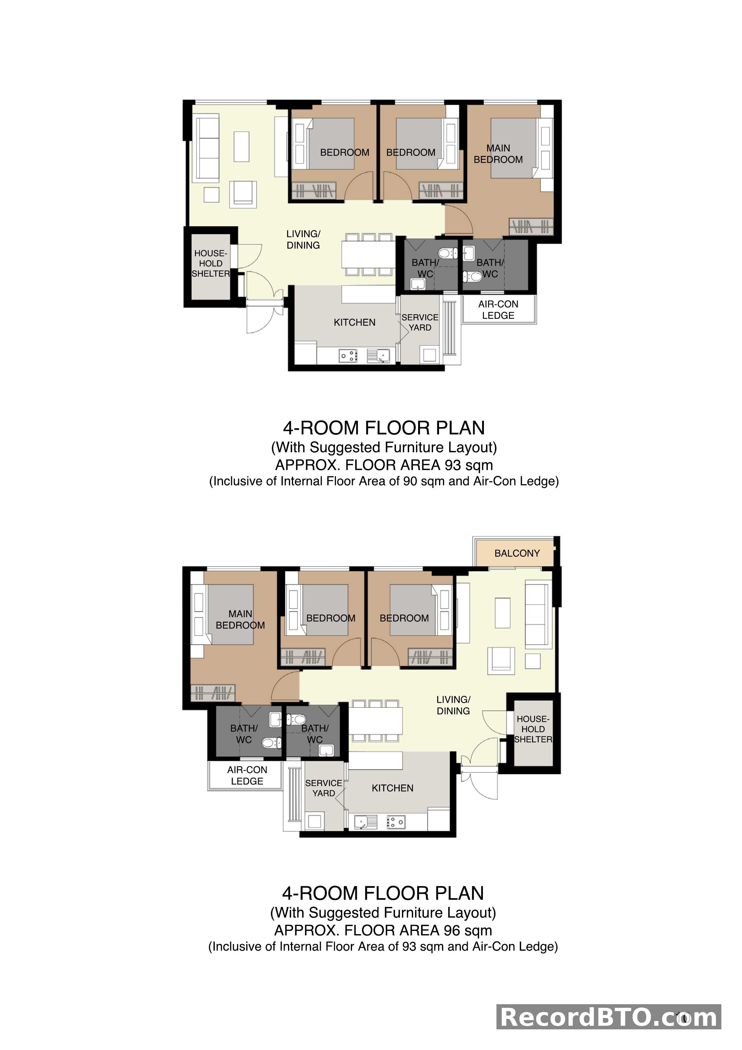 Two Distinct 4-Room HDB BTO Floor Plans