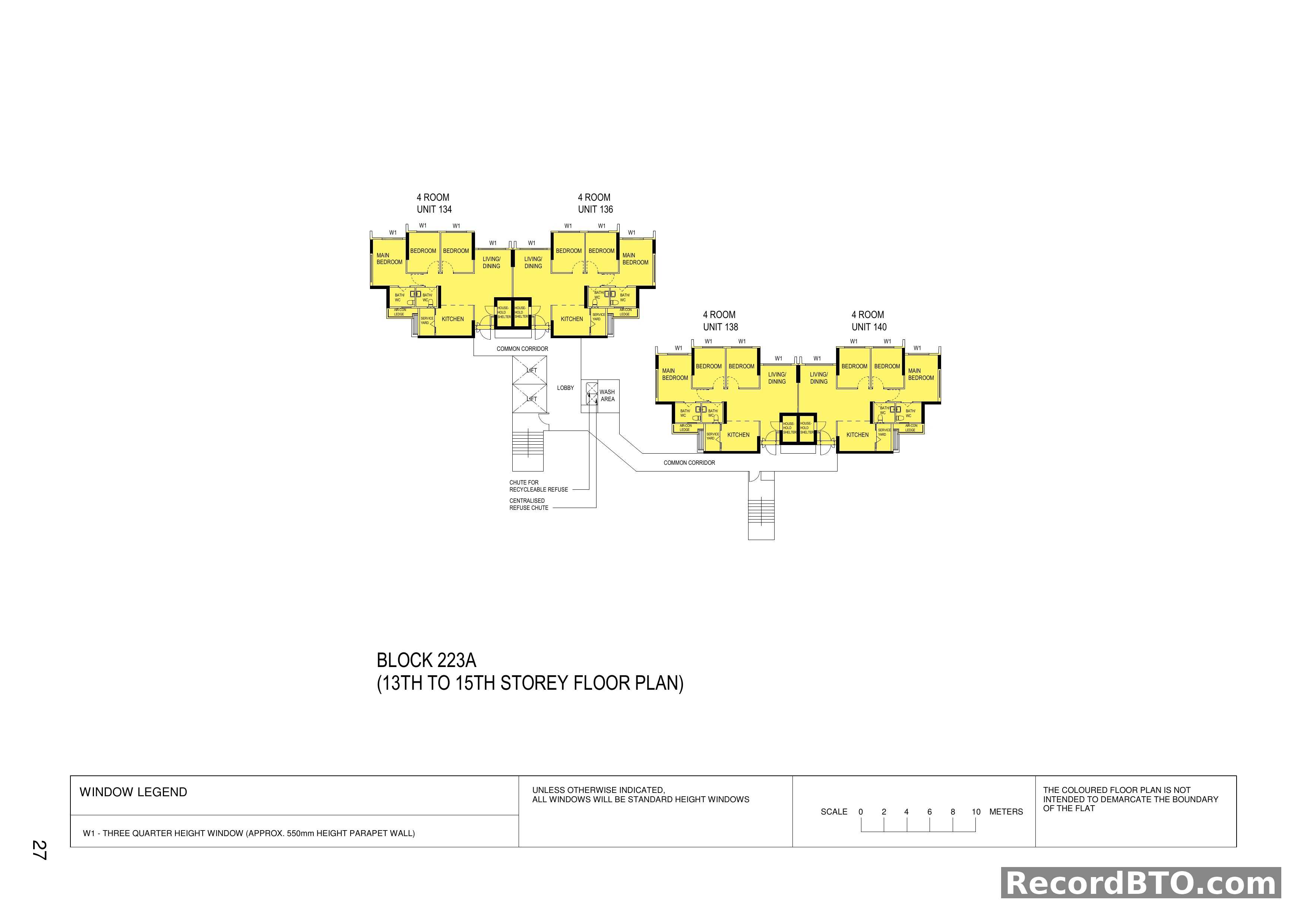 Block 223A: 13th-15th Storey Floor Plans