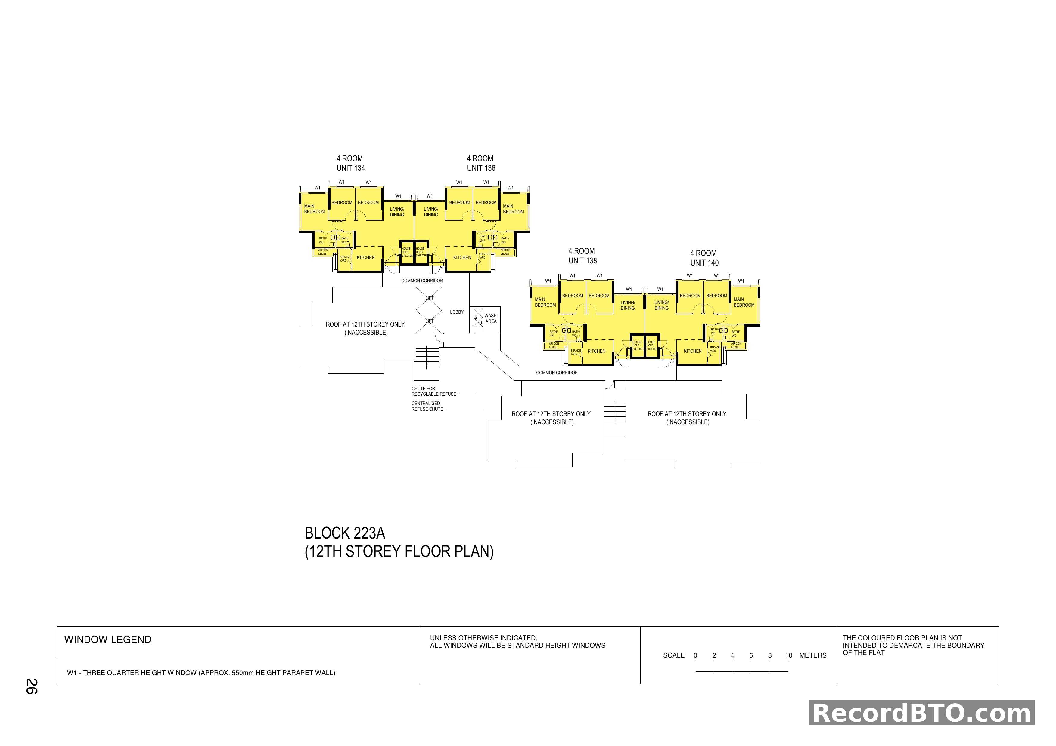 Block 223A: 12th Storey 4-Room Unit Floor Plans
