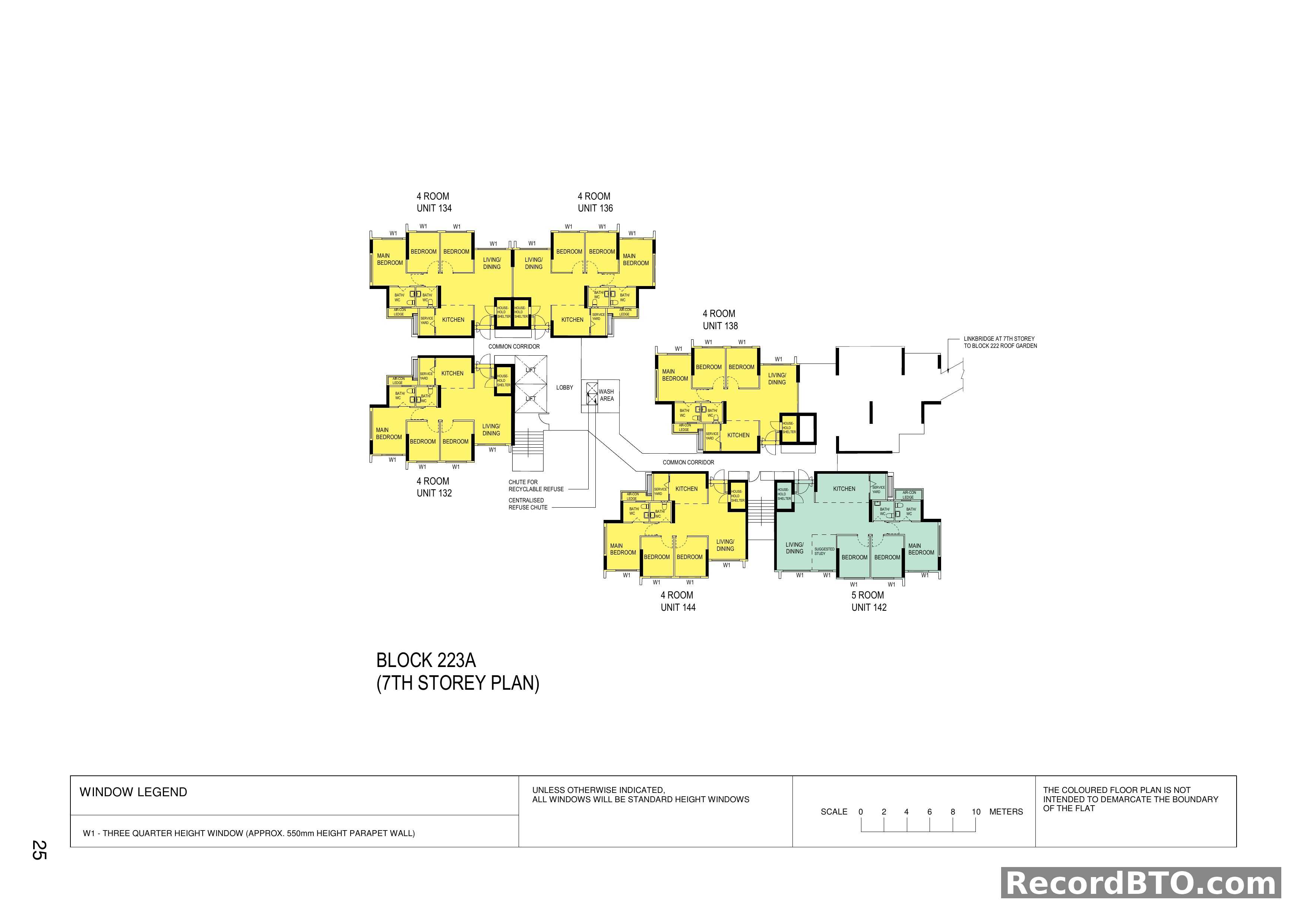 Block 223A: 7th Storey Floor Plan with 4- and 5-Room Units