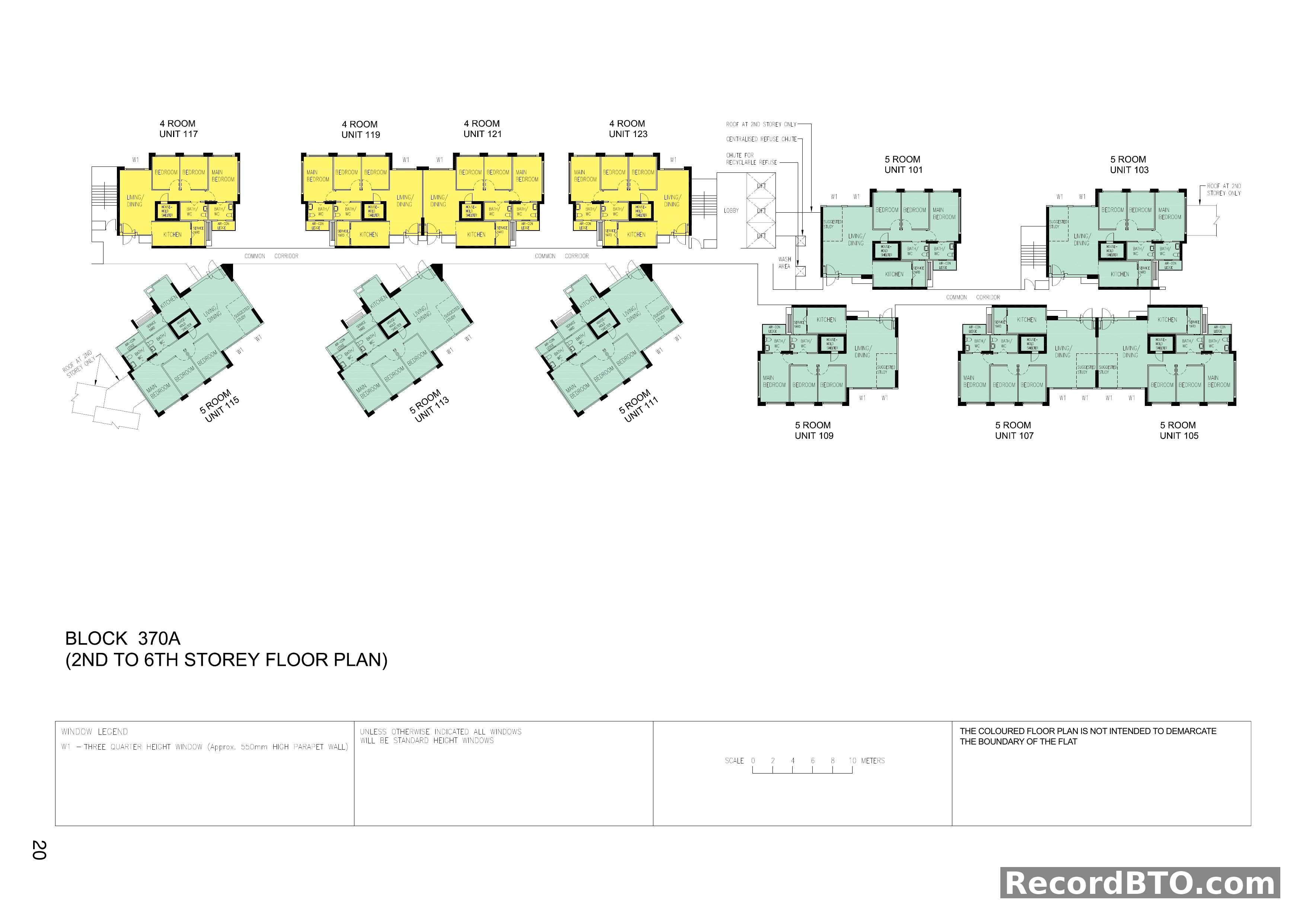 Block 370A: 2nd-6th Storey Floor Plans with 4-Room and 5-Room Units