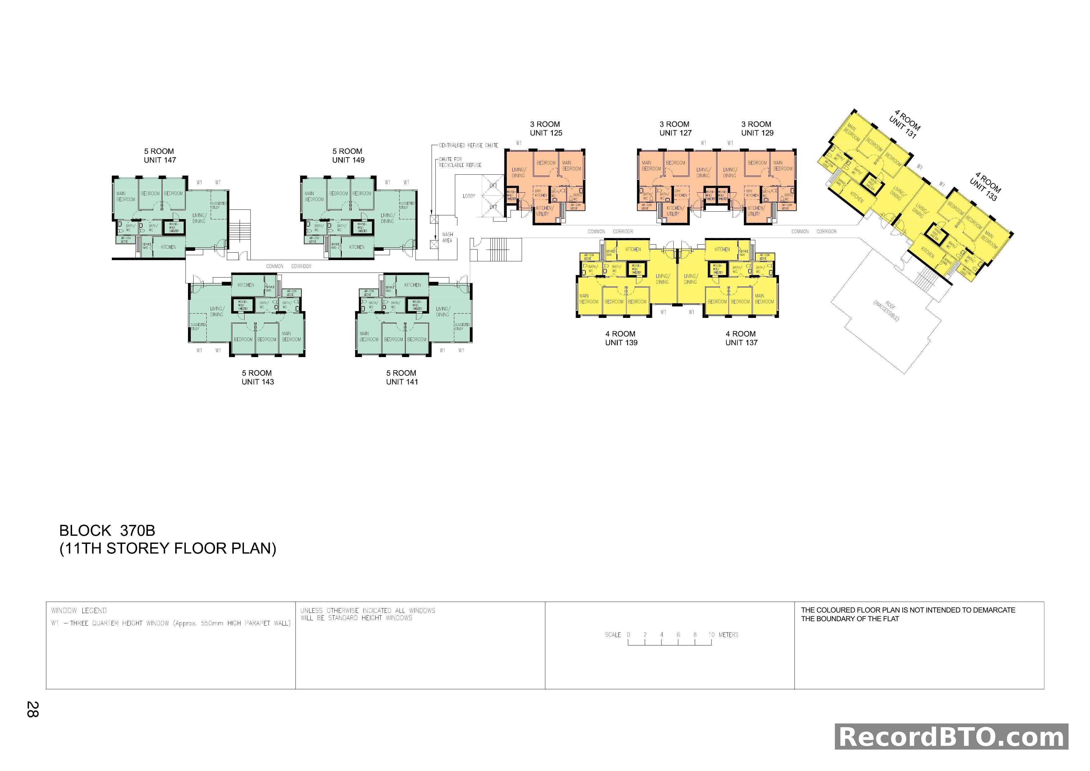 Block 370B: 11th Storey Floor Plan with Mixed Unit Types