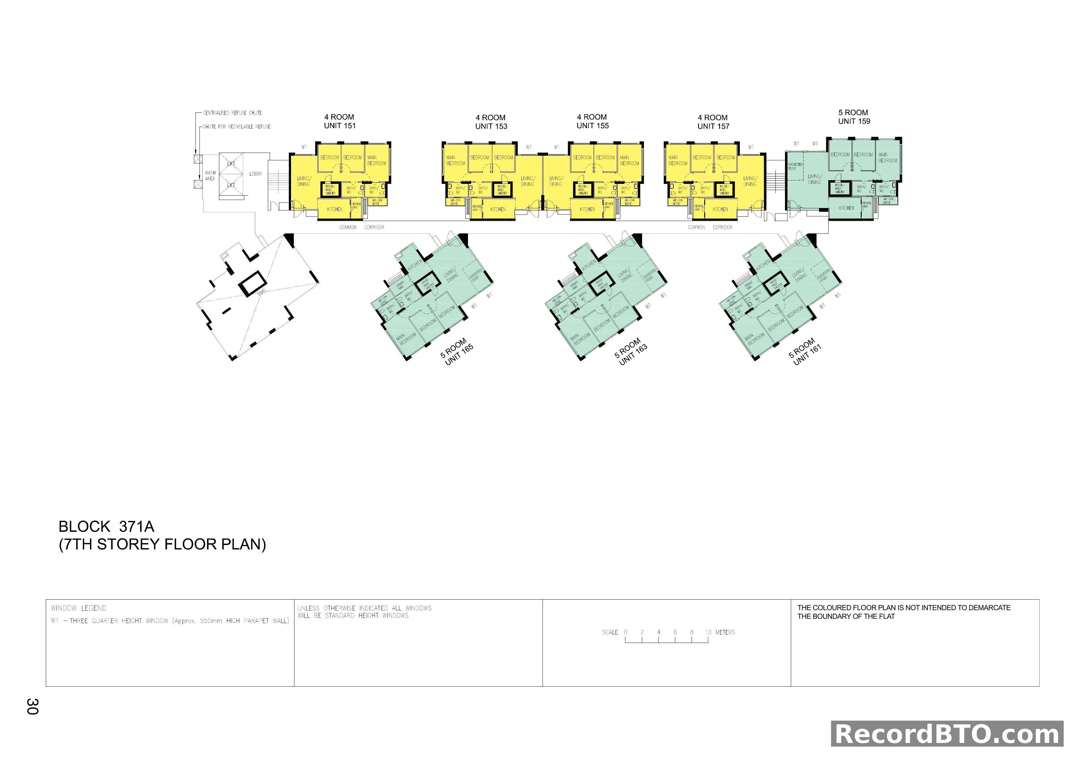 Block 371A: 7th Storey Floor Plan with 4-Room and 5-Room Units