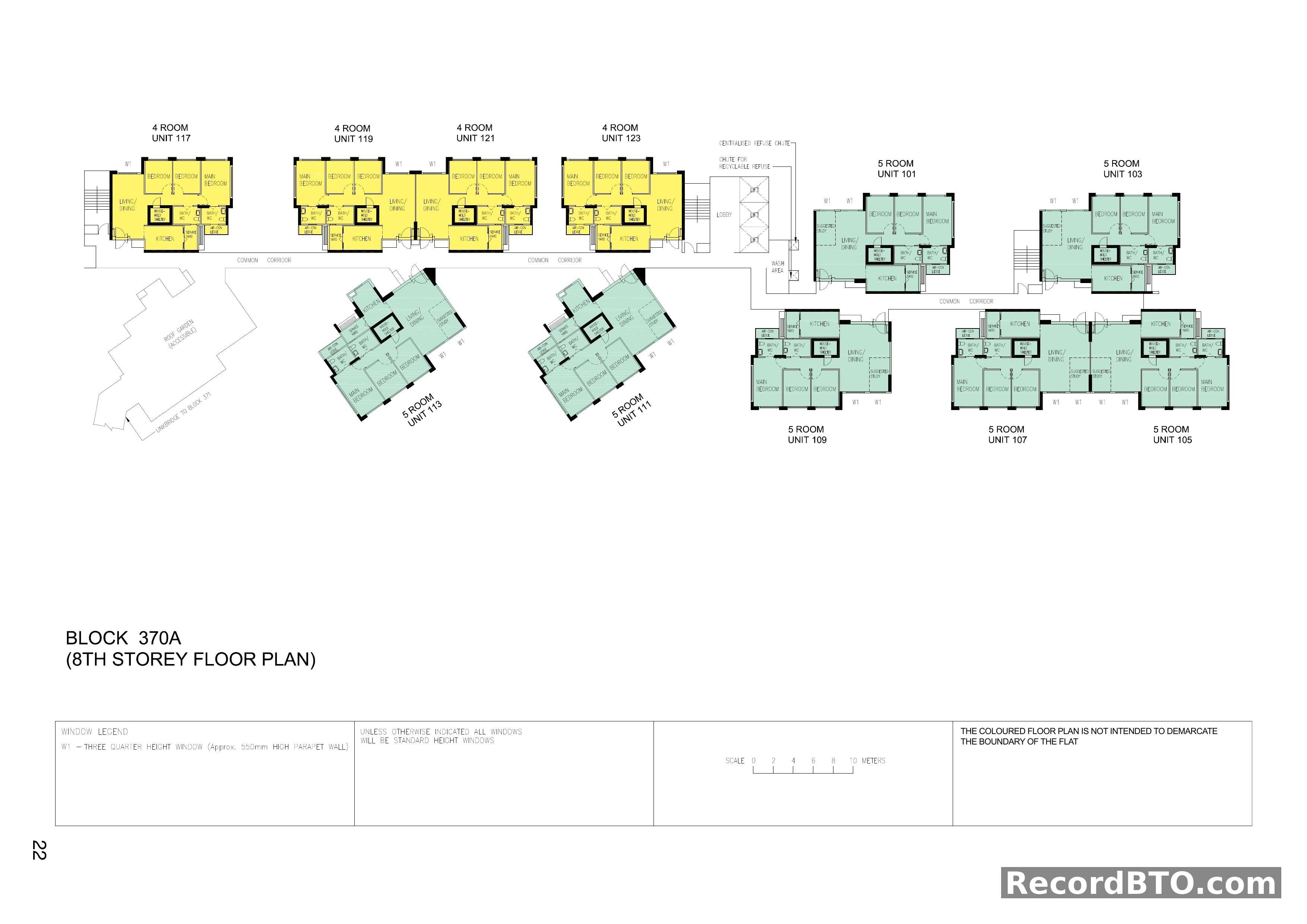 Block 370A: 8th Storey Floor Plan with 4-Room and 5-Room Units