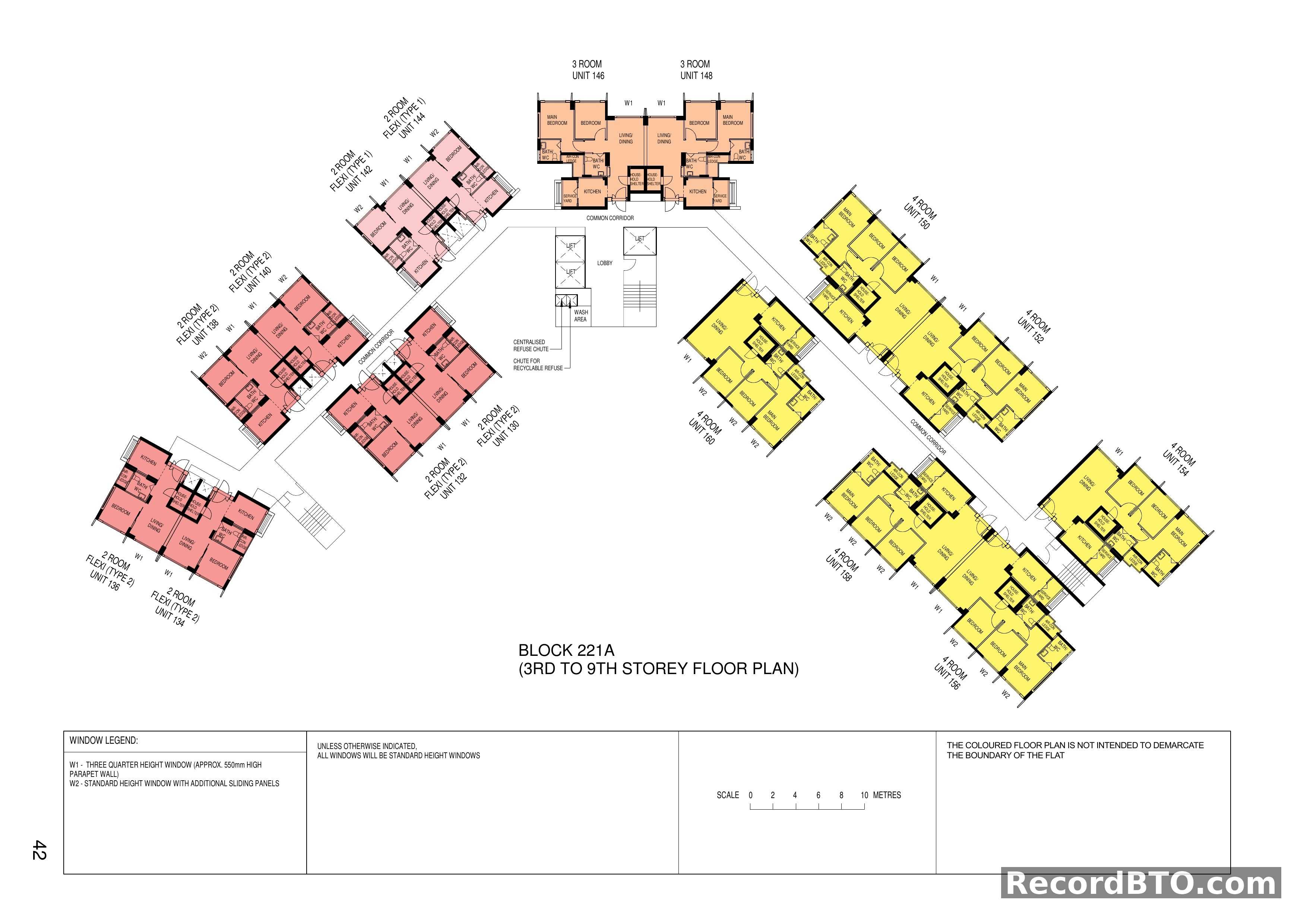 Block 221A: 3rd to 9th Storey Floor Plans