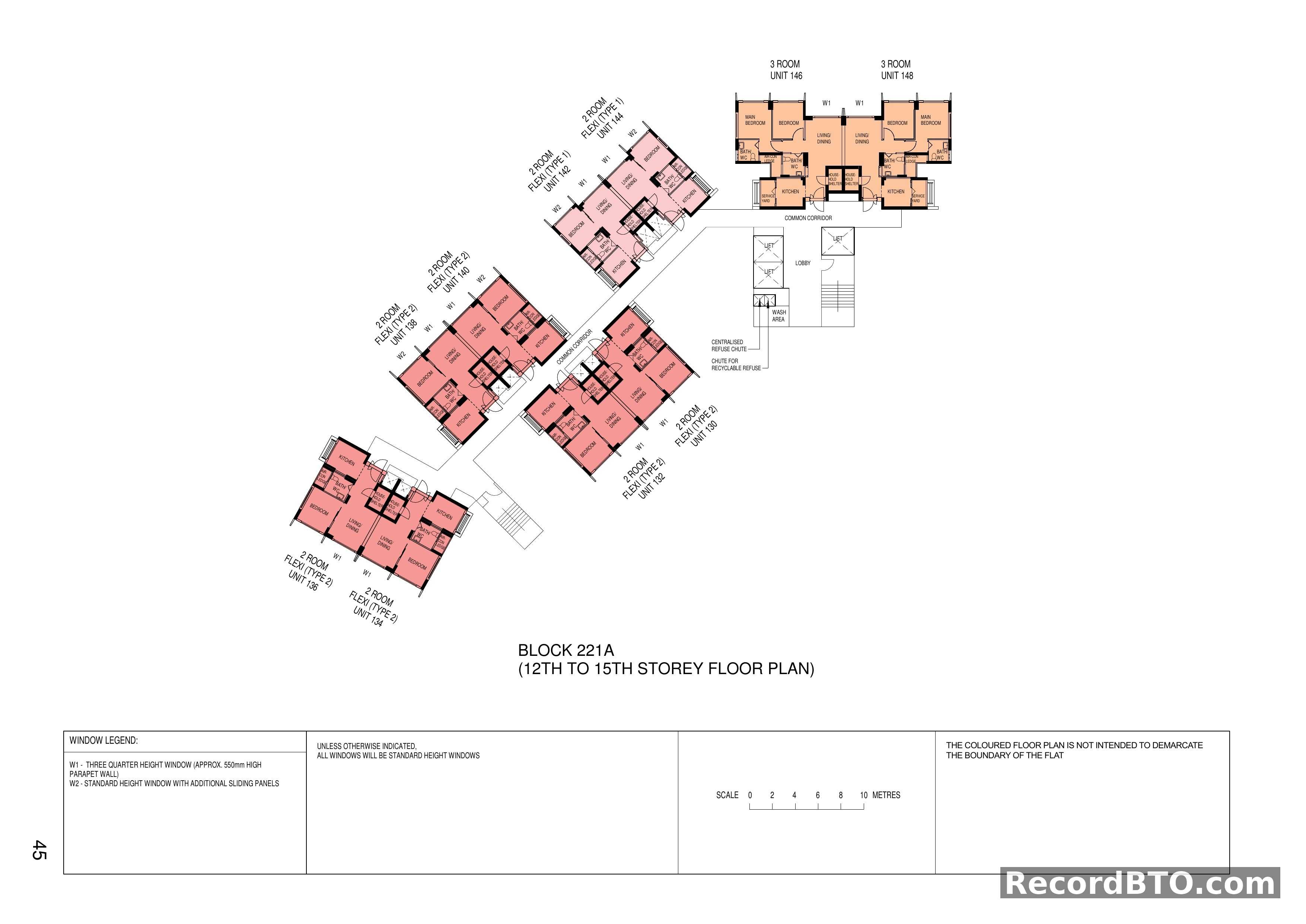 Block 221A: 12th to 15th Storey Floor Plan