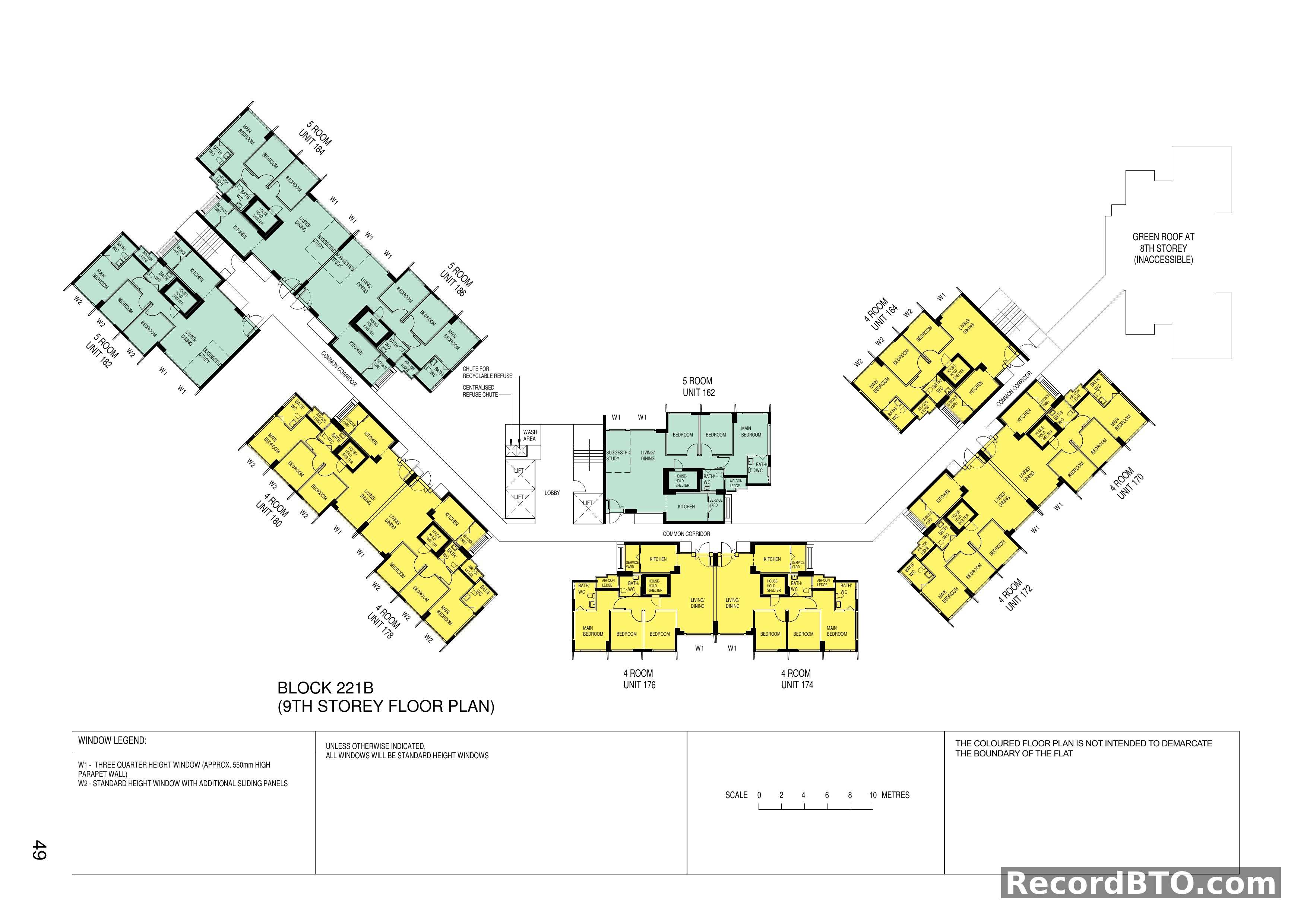 Block 221B: 9th Storey Floor Plan with Mixed Unit Types
