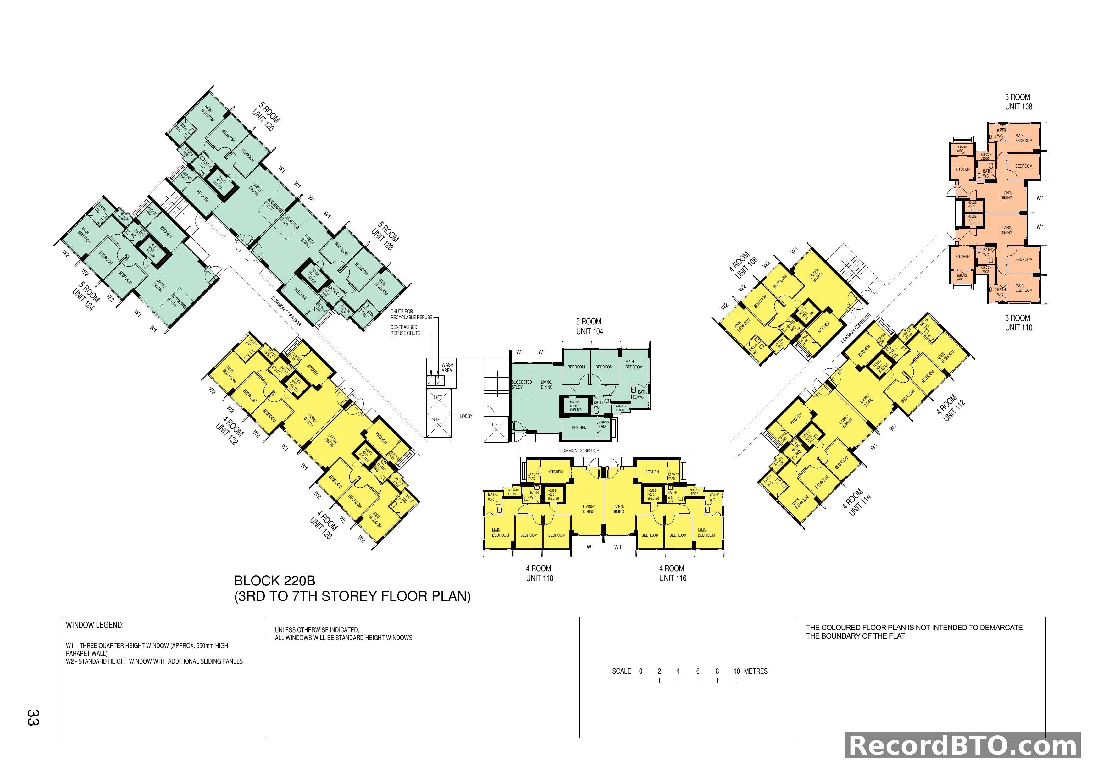 Block 220B: 3rd-7th Storey Floor Plan