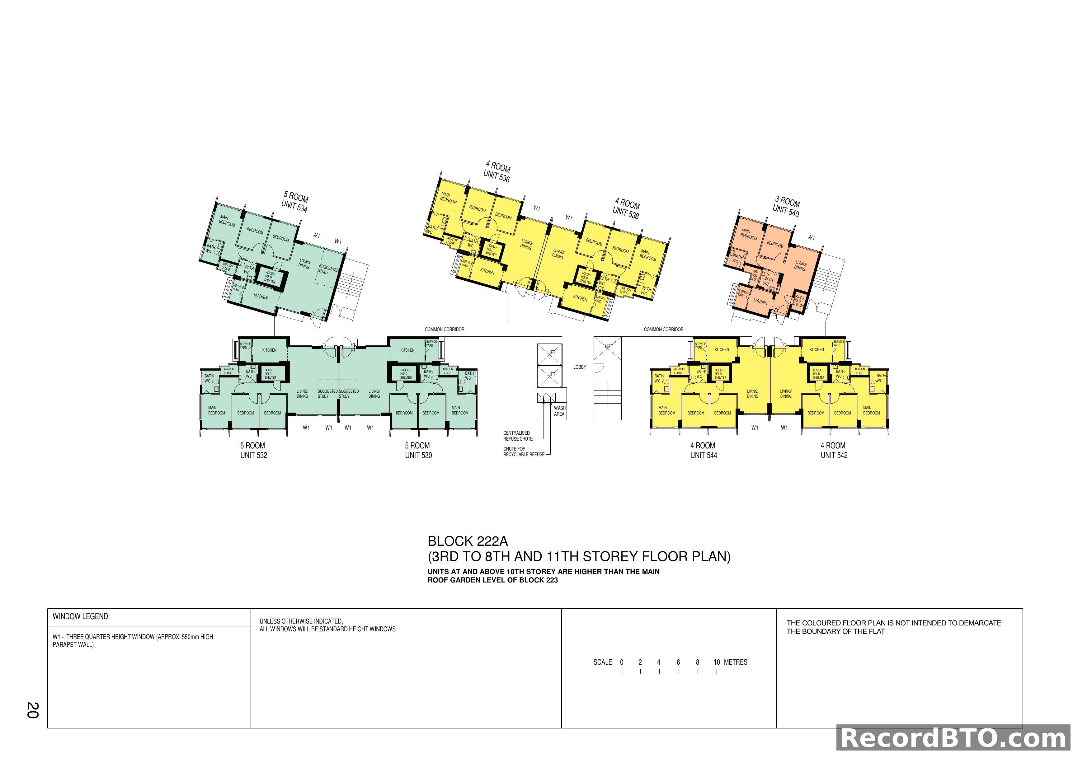 Block 222A: 3rd-8th and 11th Storey Floor Plans