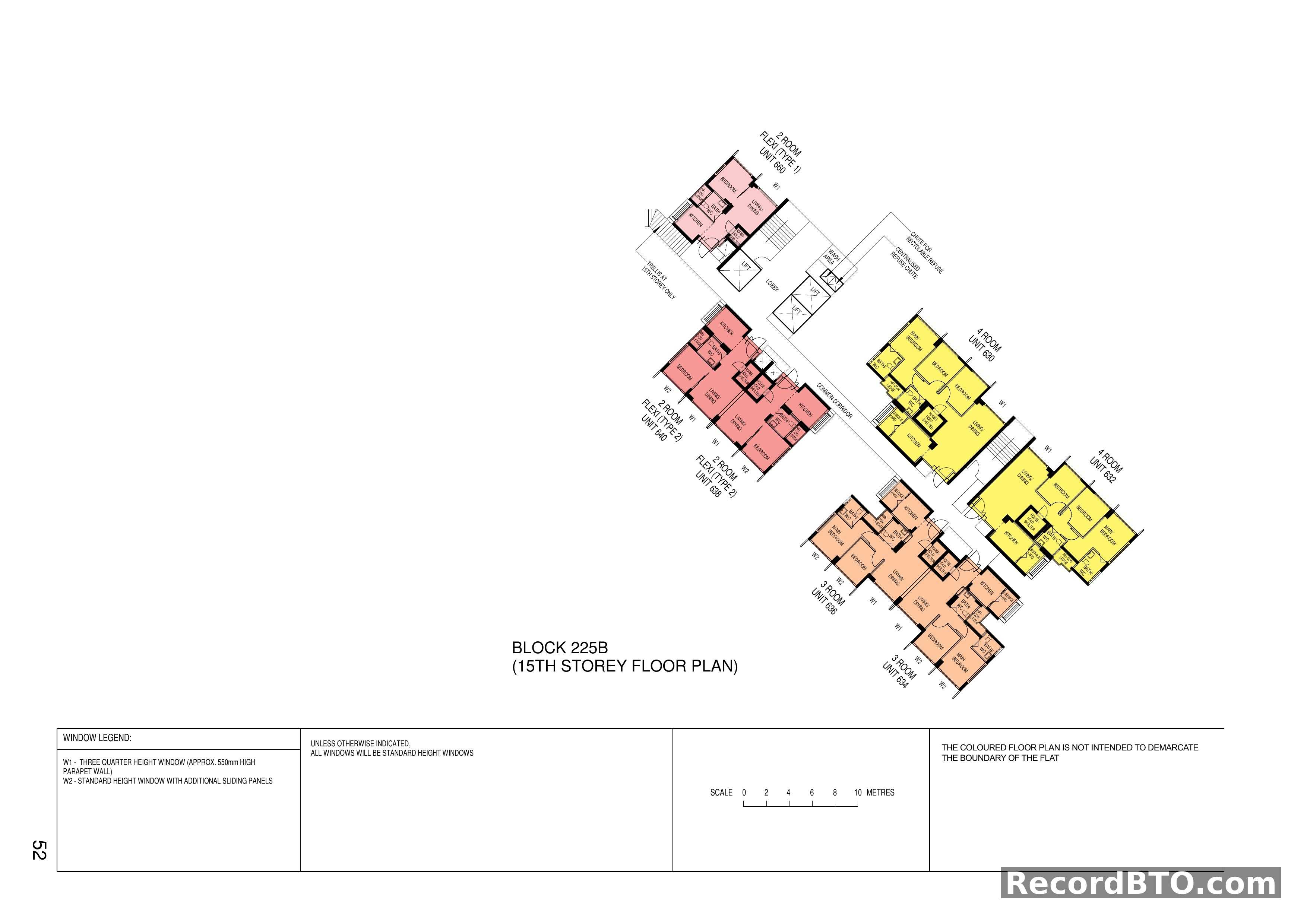 Block 225B: 15th Storey Floor Plan with Multiple Unit Types